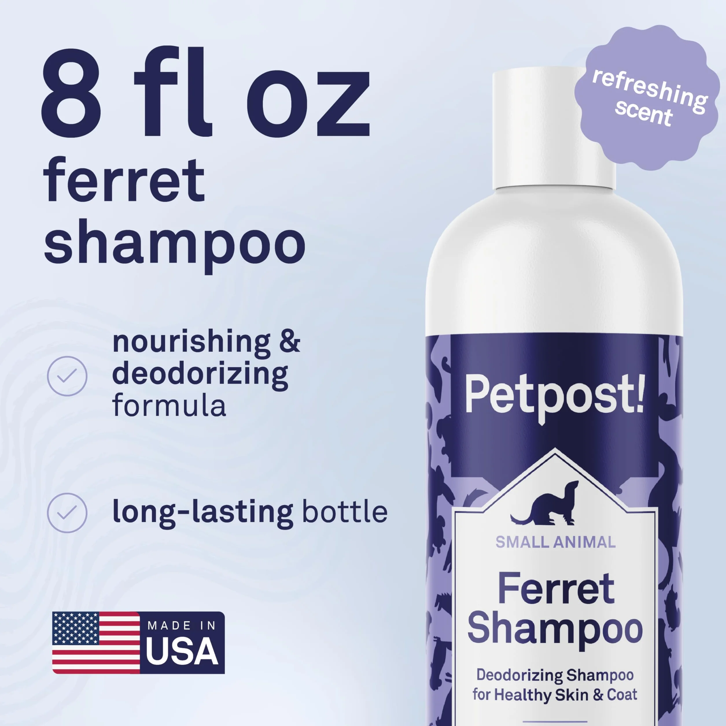 Shampoing pour furets désodorisant naturellement Peau et Pelage sains