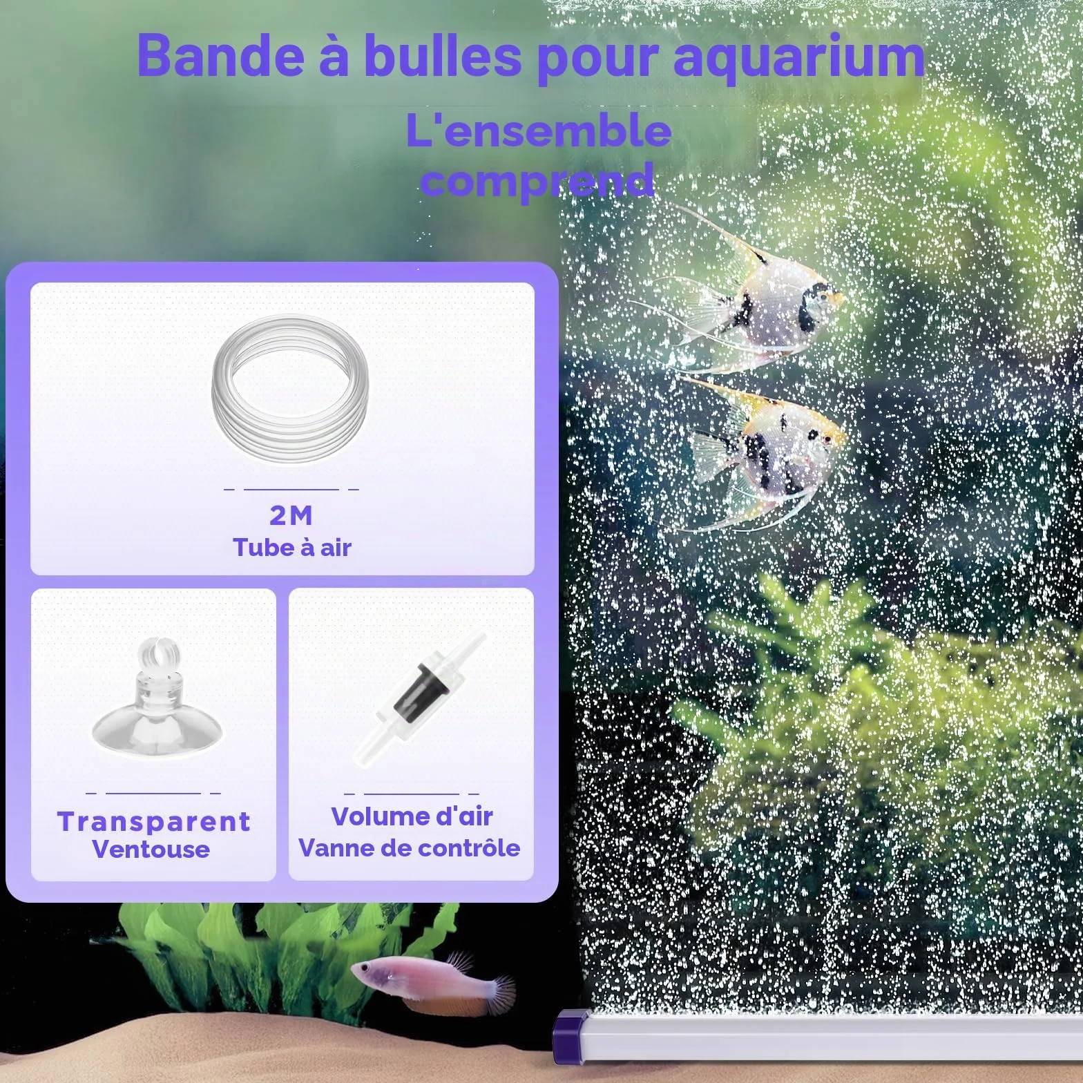 hygger Bulleur Aquarium Pierre à Air 43CM Diffuseur avec Tuyau pour Eau Douce et Eau Salée