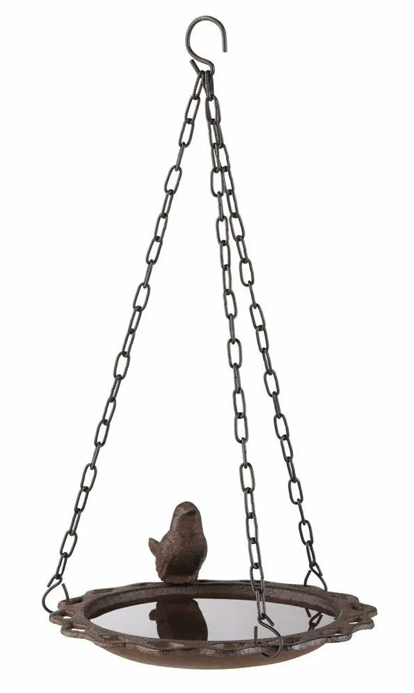 Abreuvoir à oiseaux en fonte pour jardin, suspendu 1 pièce