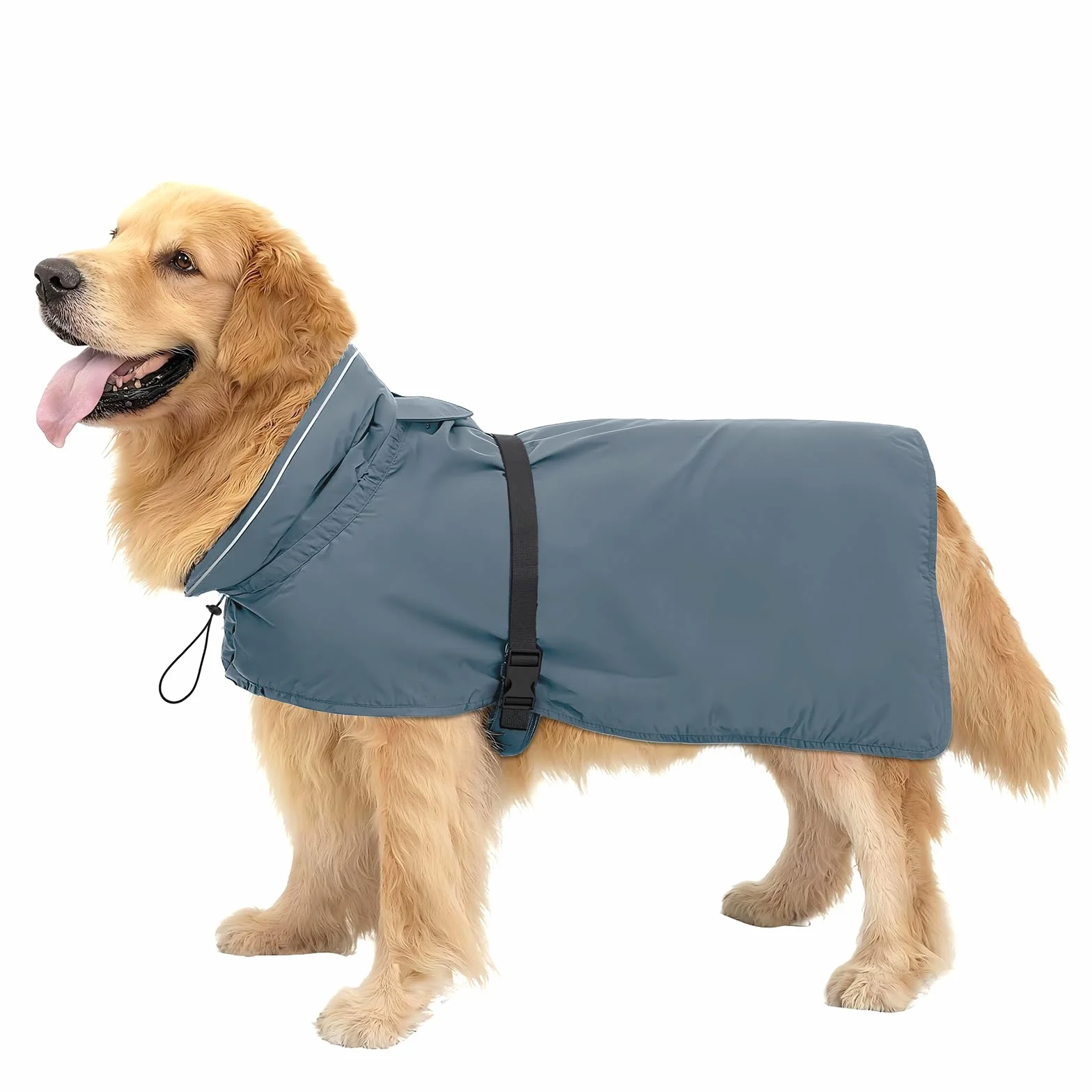 Manteau de Pluie Imperméable pour Chien Zellar, Adjustable et Léger avec Bande Réfléchissante & Passage pour la Laisse, Enfilage Facile, Manteau Chien Imperméable pour Chiens Moyens et Grands, M Gris