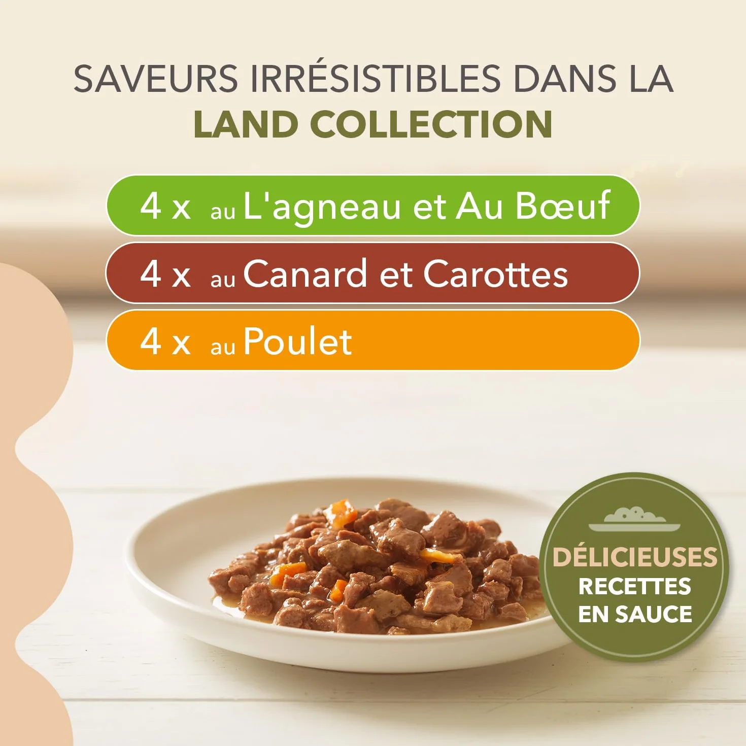 IAMS Delights Land Collection Nourriture Humide pour Chat sans céréales – Multipack avec Viande, variétés en Sauce, Nourriture Humide sans céréales pour Chats à partir de 1 an, 12 x 85 g