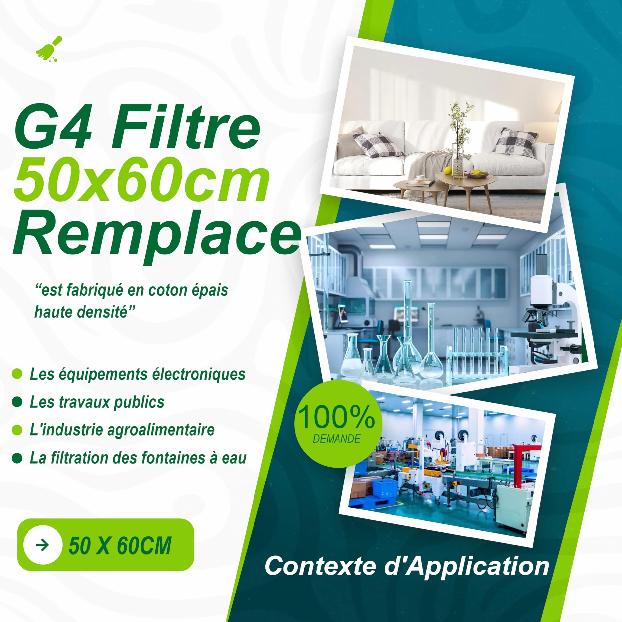 Filtre Grille de Reprise Gainable Lavable 50 x 60cm pour Industriel Poussière
