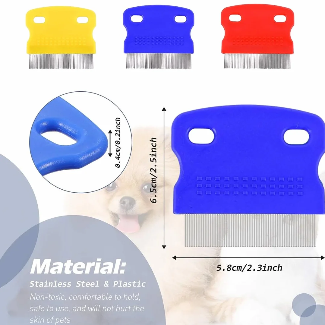 Peignes anti-puces 3 Pièces pour chats et chiens Peigne de toilettage à dents fines