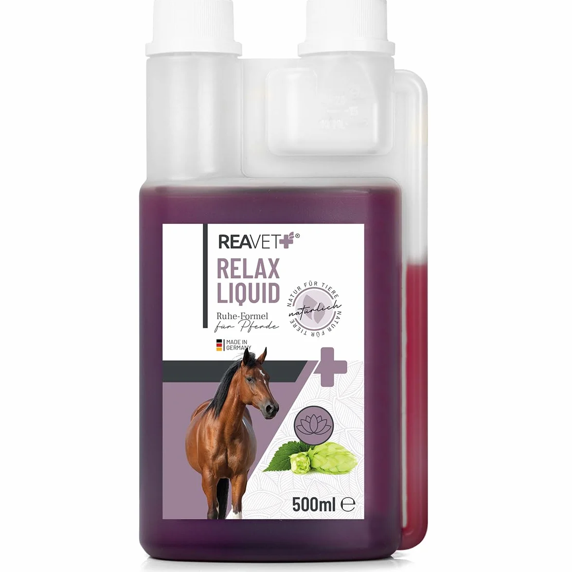 ReaVET Relax Liquide pour Chevaux 500ml - Sédatif pour chevaux stressés et anxieux, apaisement nerveux