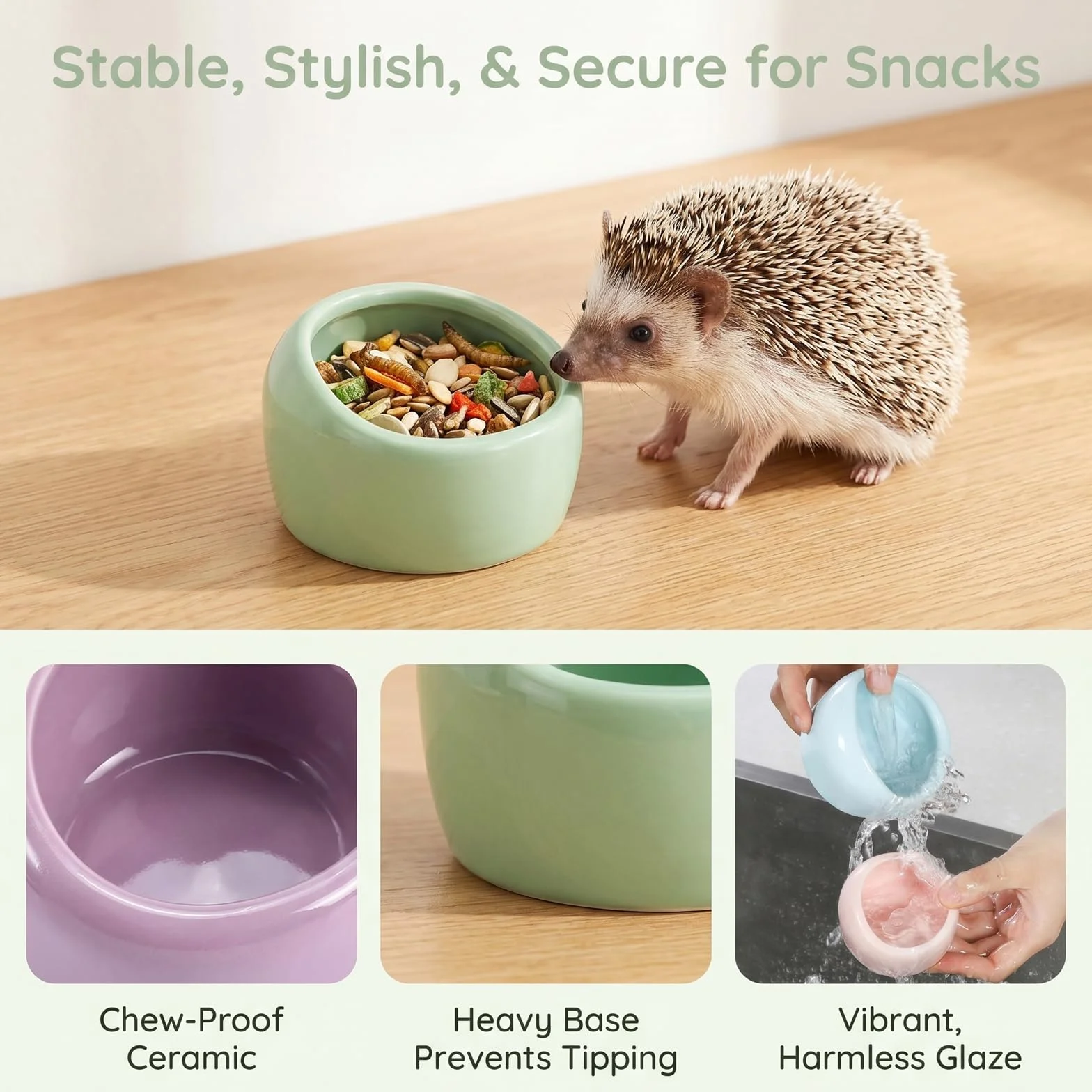 Bols en Céramique pour Hamster 3 Pièces Anti-morsures Mangeoire
