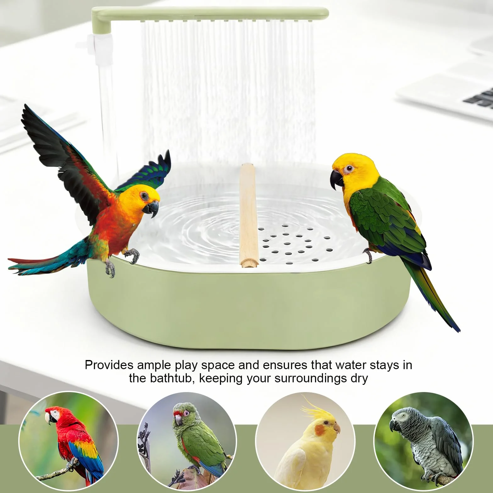 Baignoire automatique pour oiseaux avec débit d'eau réglable, abreuvoir USB 26 sorties