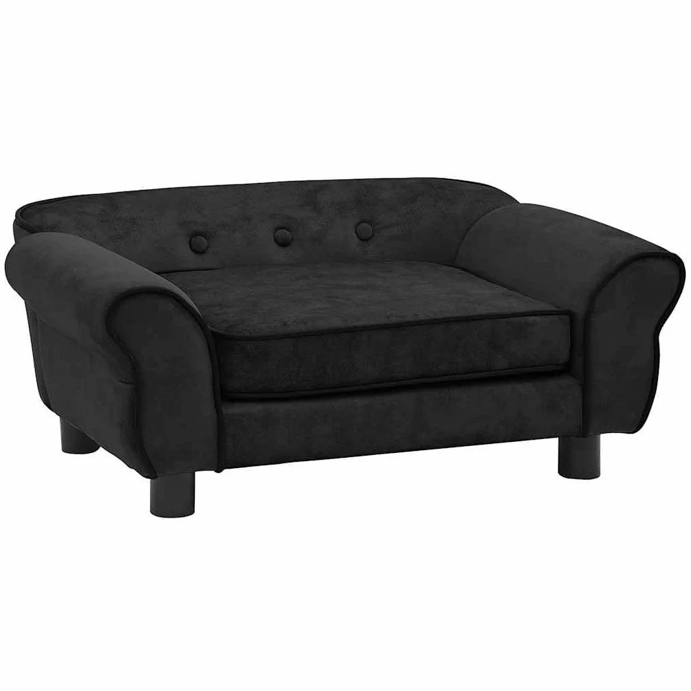 vidaXL Canapé pour Chien Noir 72x45x30 cm Peluche