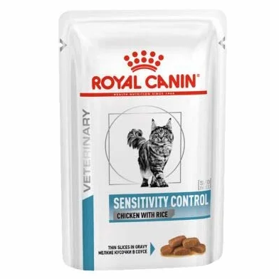 Royal Canin Veterinary Sensitivity Control | Pack de 4 | 4 x 12 x 85 g | Aliment Complet diététique pour Chats Adultes | pour réduire Les symptômes d'intolérance aux nutriments