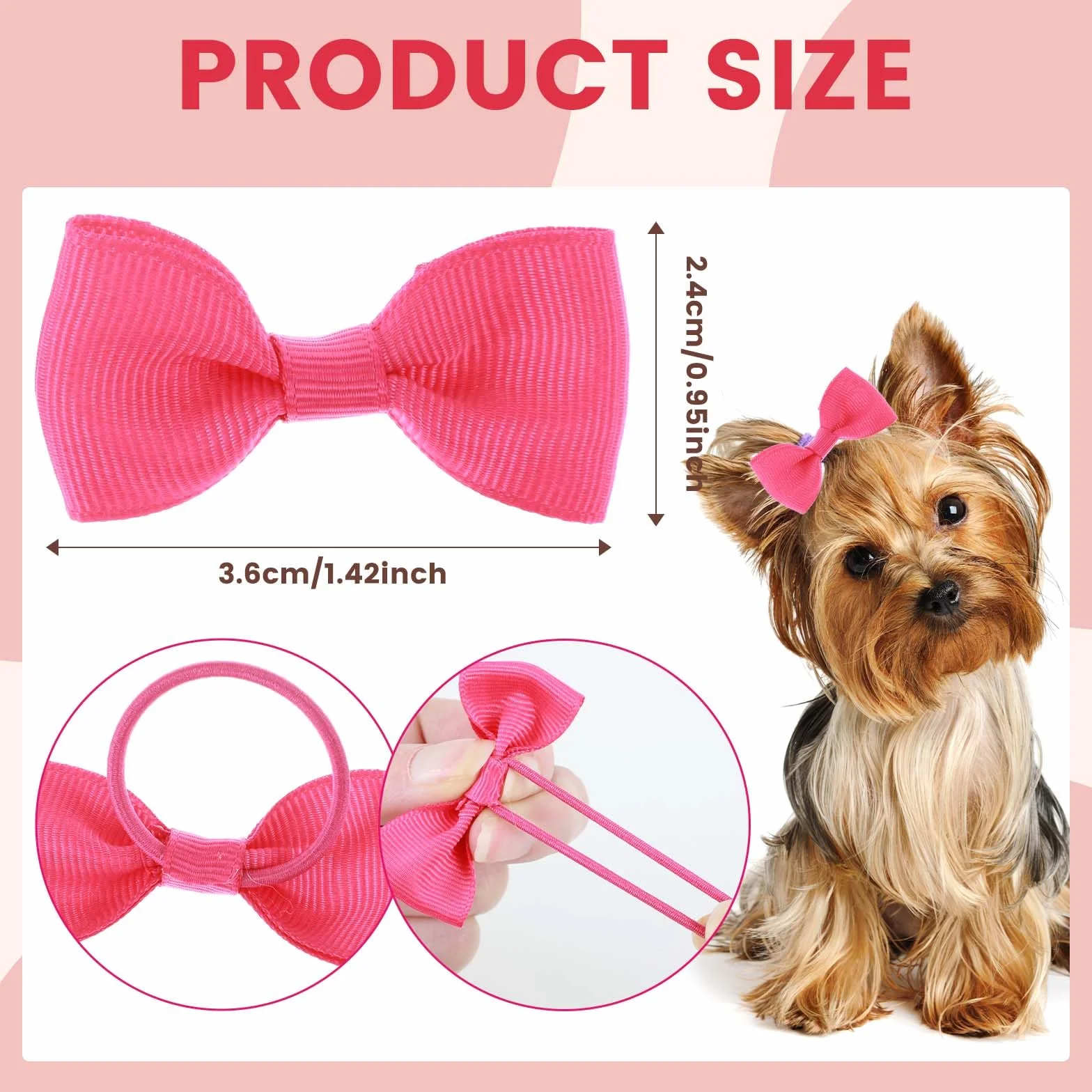 Lot de 40 nœuds pour chiots avec clips, bandes en caoutchouc, barrettes multicolores 5,6 cm, accessoires pour poils d'animaux