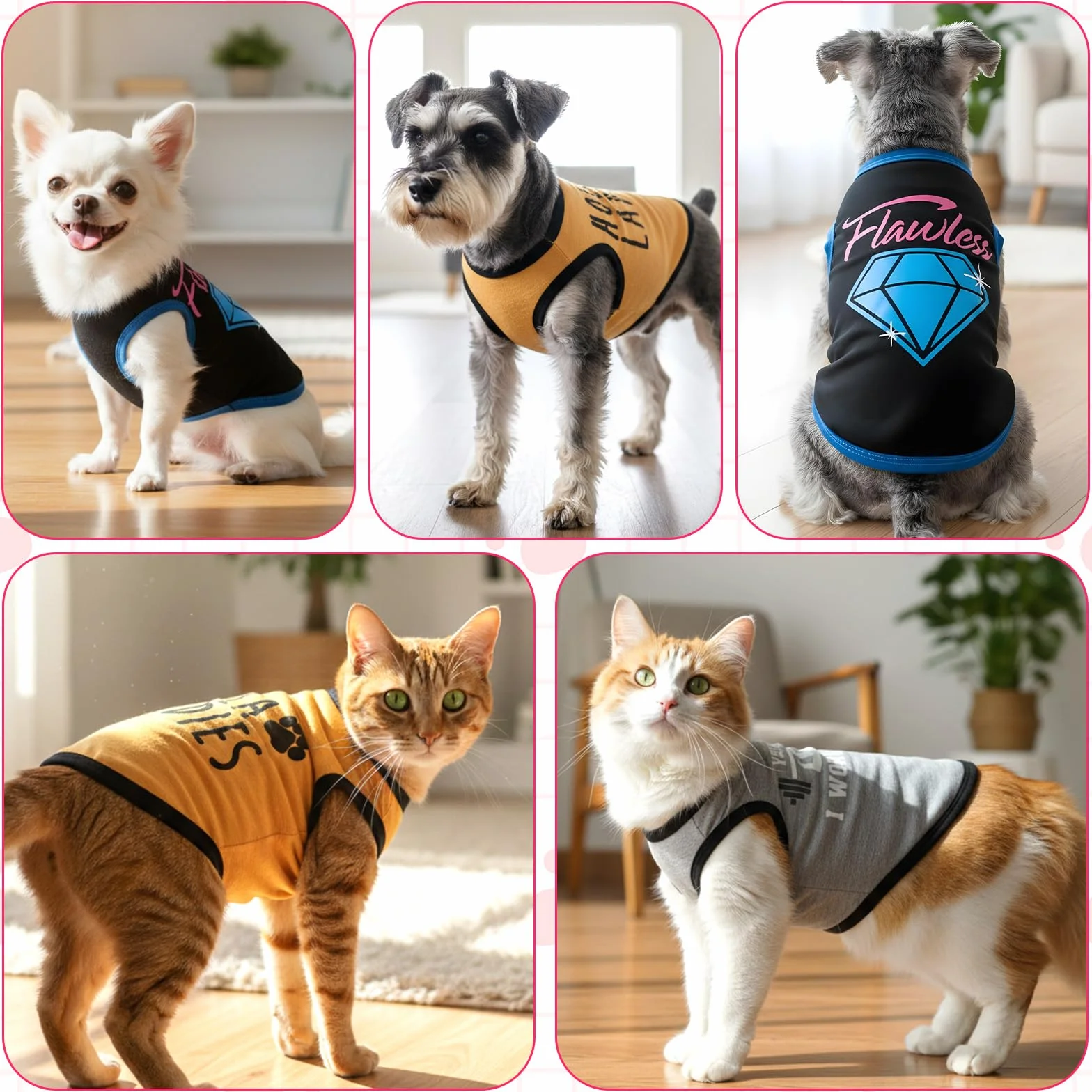 Lot de 4 vêtements pour chihuahua, t-shirts mignons pour petit chien, taille XXS