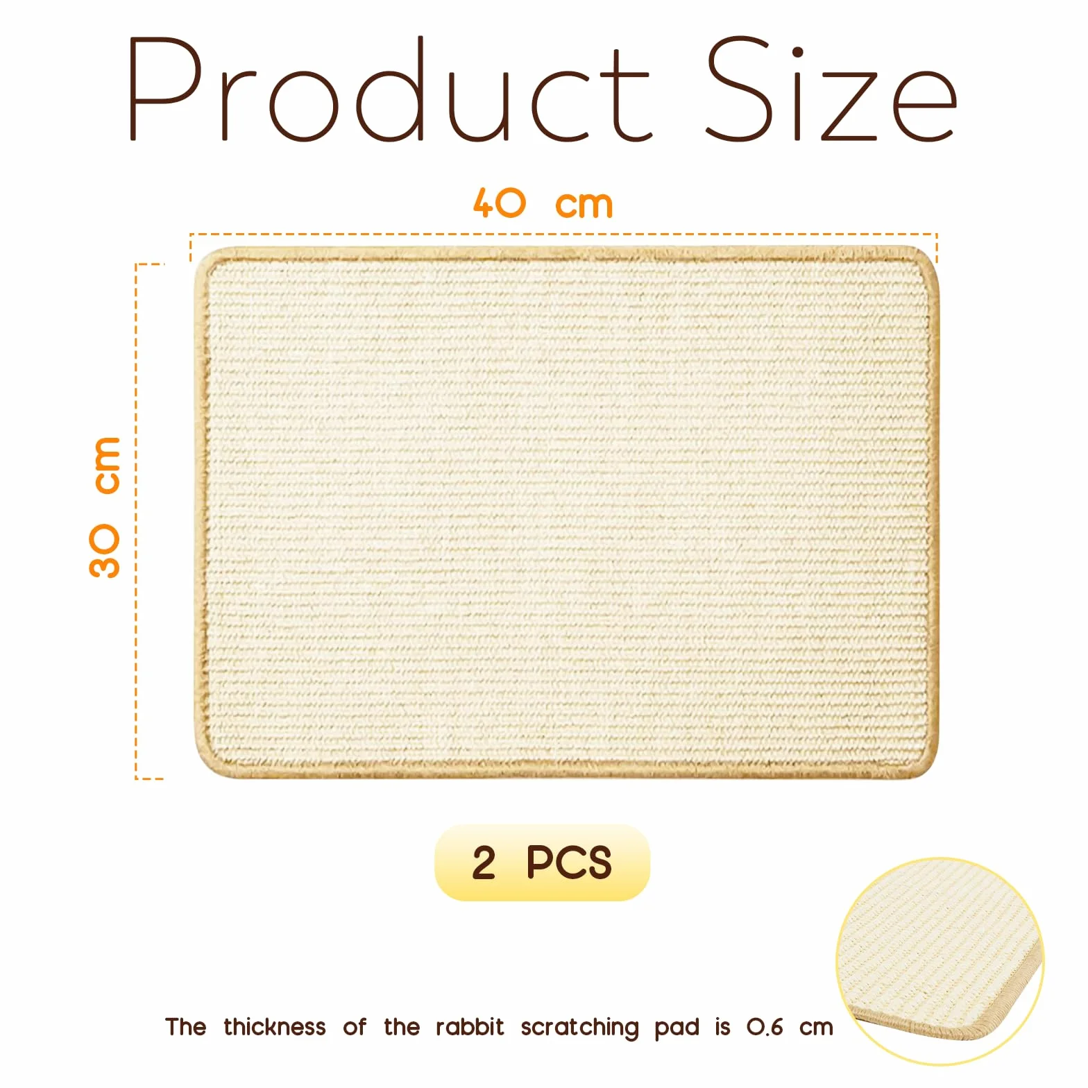Lot de 2 Tapis Lapin Sisal Soin Griffes Dents Cages Lapin Planches à Gratter Accessoires Rongeurs Protège Canapés