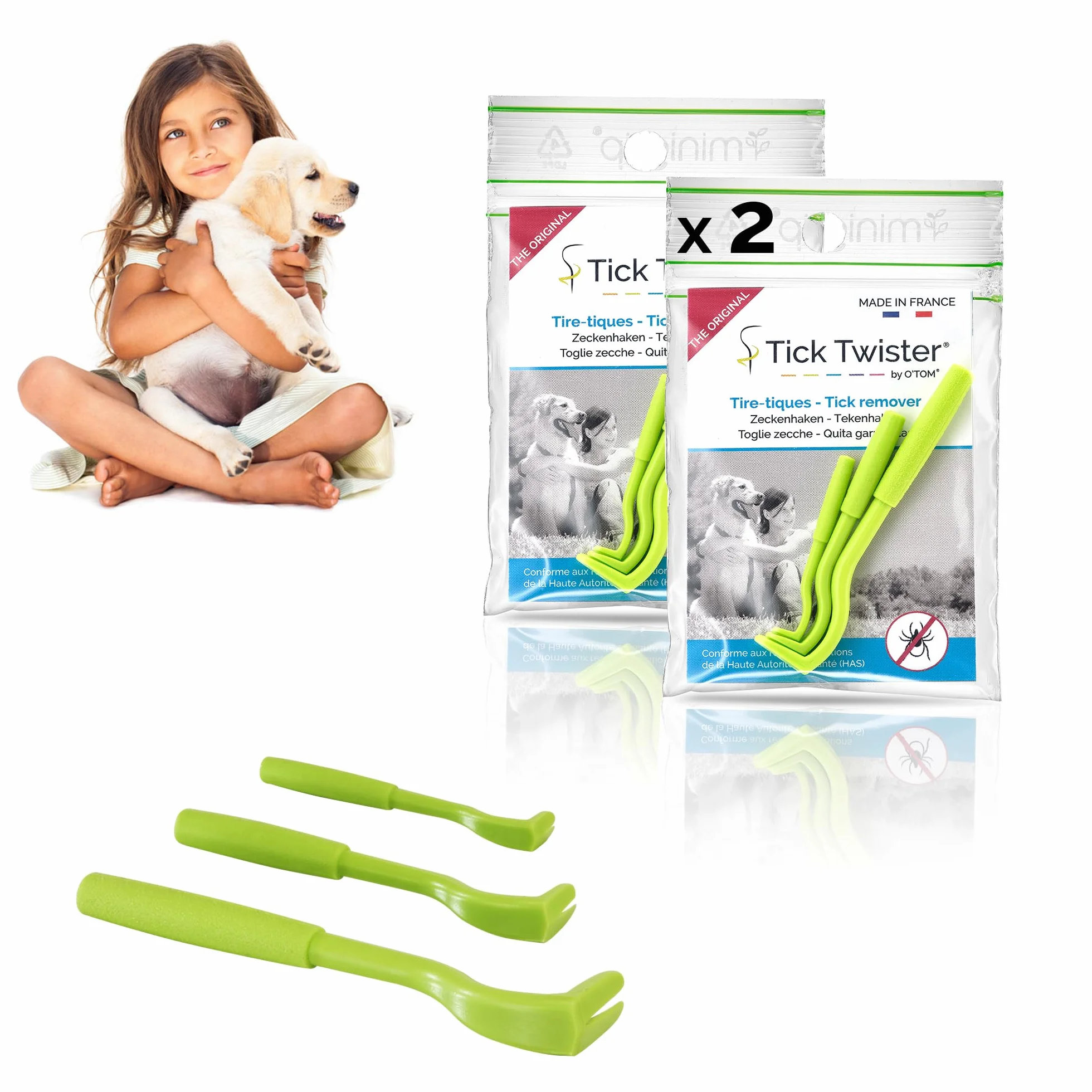 Pince à Tique Tick Twister pour Chien, Chat et Humain - Retrait Facile et Rapide, Fabriqué en France