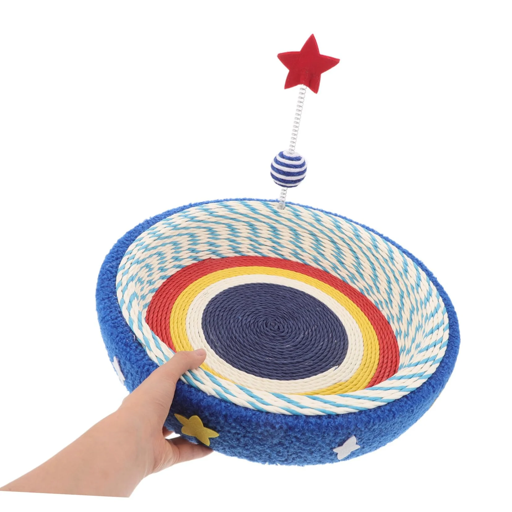 TOYANDONA Griffoir Rond pour Chat avec Coussin Et Gamelle Design Étoilé pour Intérieur Et Compact pour Protéger Meubles Et Satisfaire Instinct