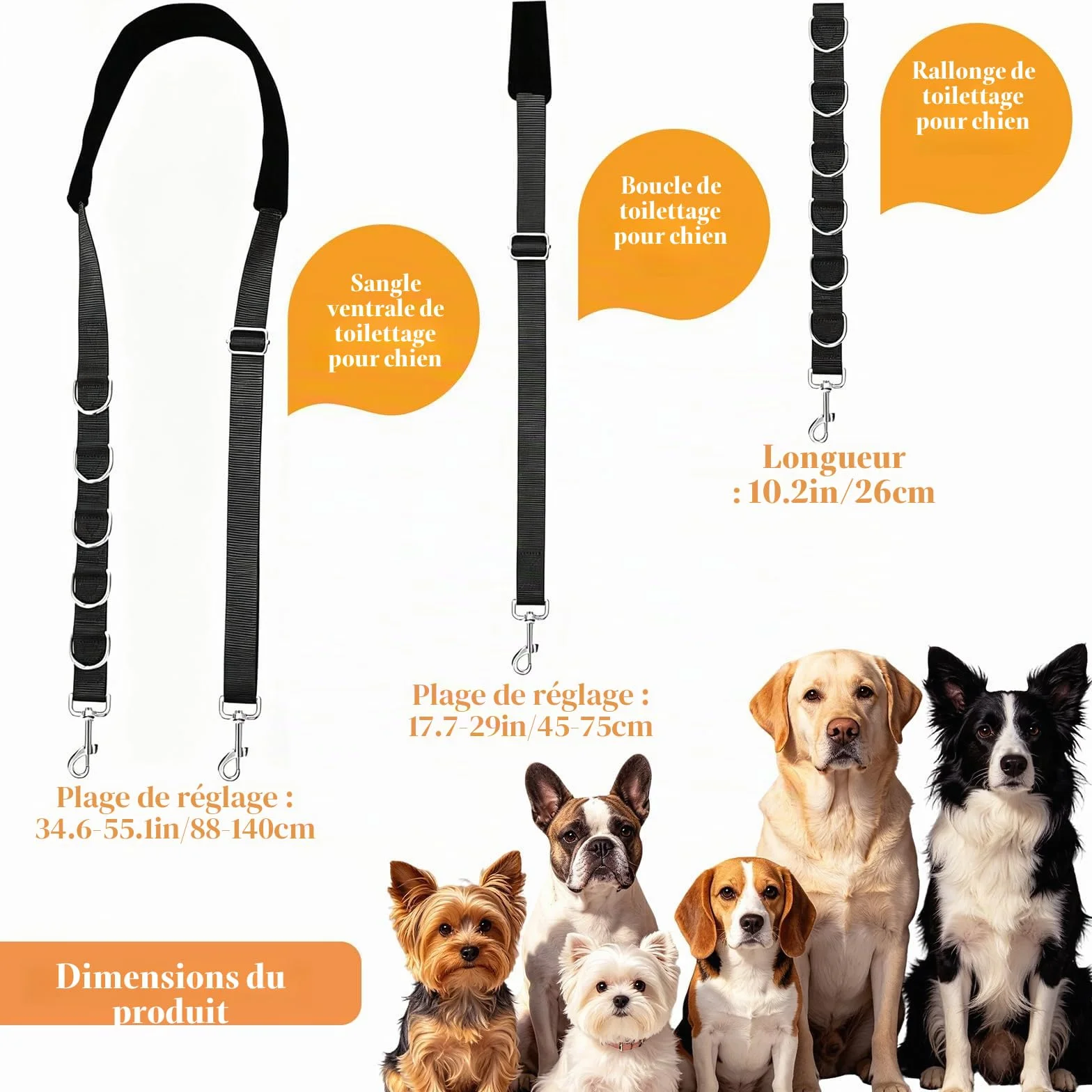 ASOCEA Bande de Sangle Ventrale de Toilettage pour Chien Boucle de Retenue de Bain Réglable Nylon pour Chat Chiot Chaton