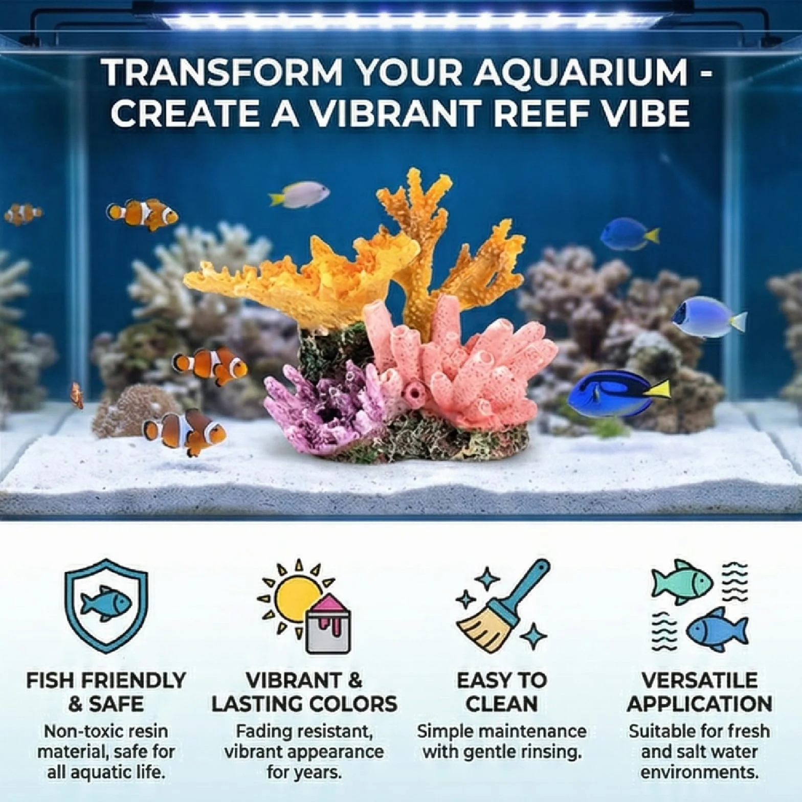Ornements de Récifs Coralliens Artificiels en Résine pour Aquarium, Décoration Micro Modèle