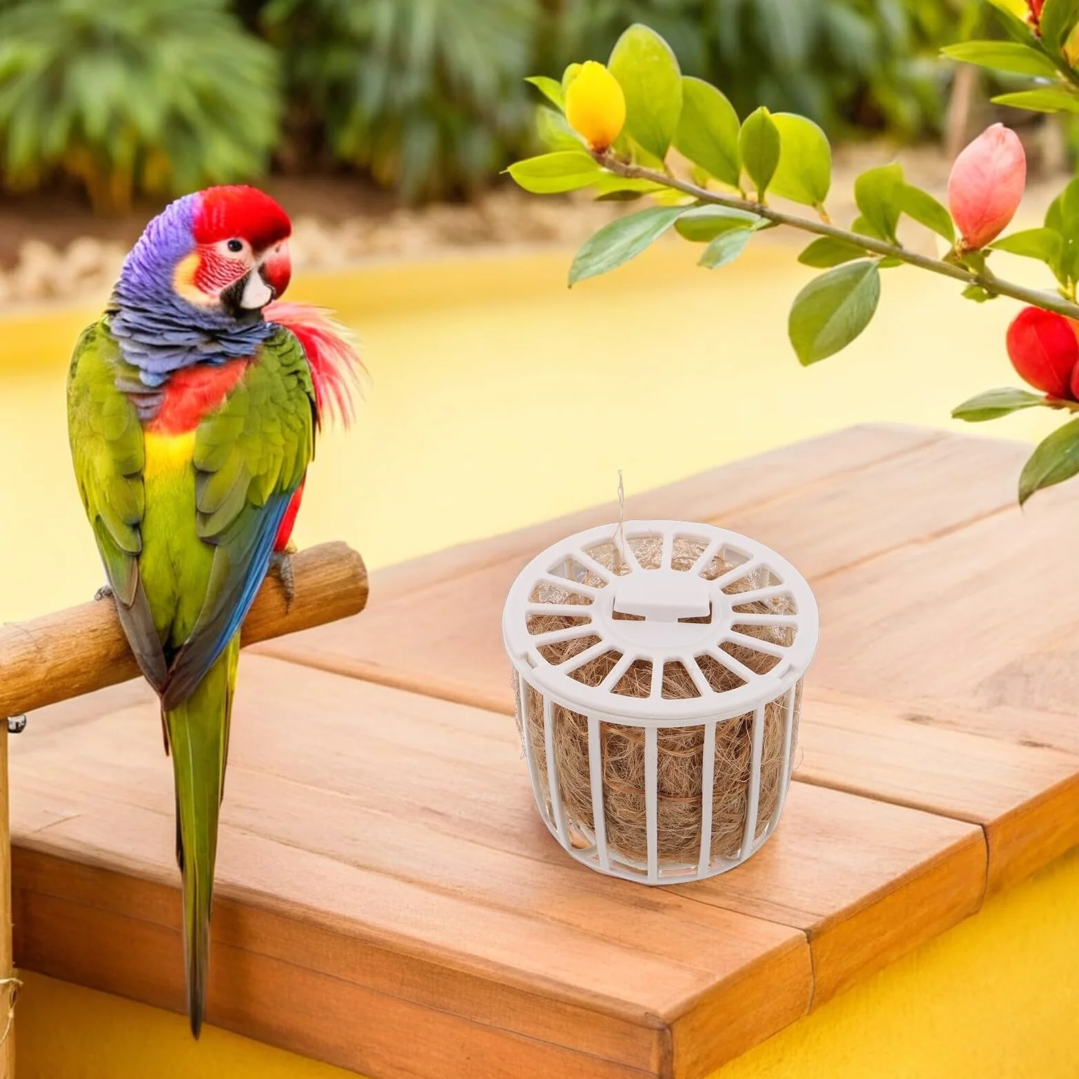BESPORTBLE Nid de Reproduction Naturel en Jute avec Panier de Rangement pour Canaris Perruches et Pinsons