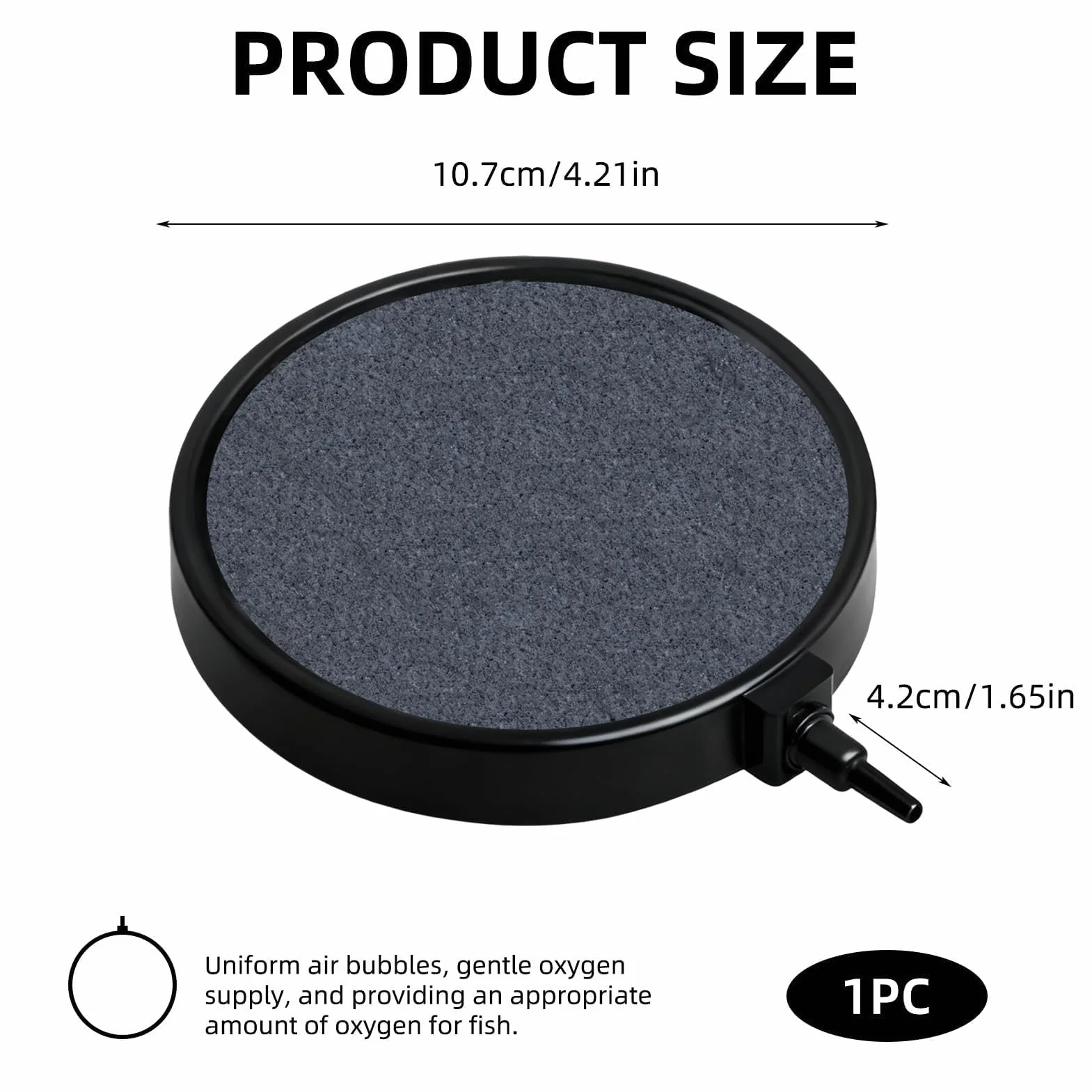 Pierre à Air pour étangs 10 cm Bulleur Aquarium Grand Disque Tuyau 4 mm / 8 mm avec Ventouses
