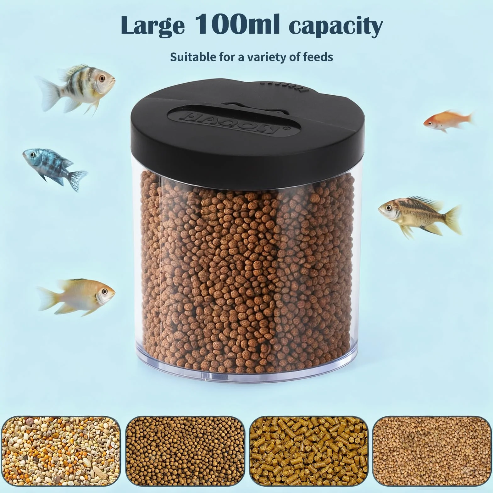 Distributeur Automatique Nourriture Poissons Aquarium 100ml 7 Niveaux Minuterie 12/24h Ultra Silencieux