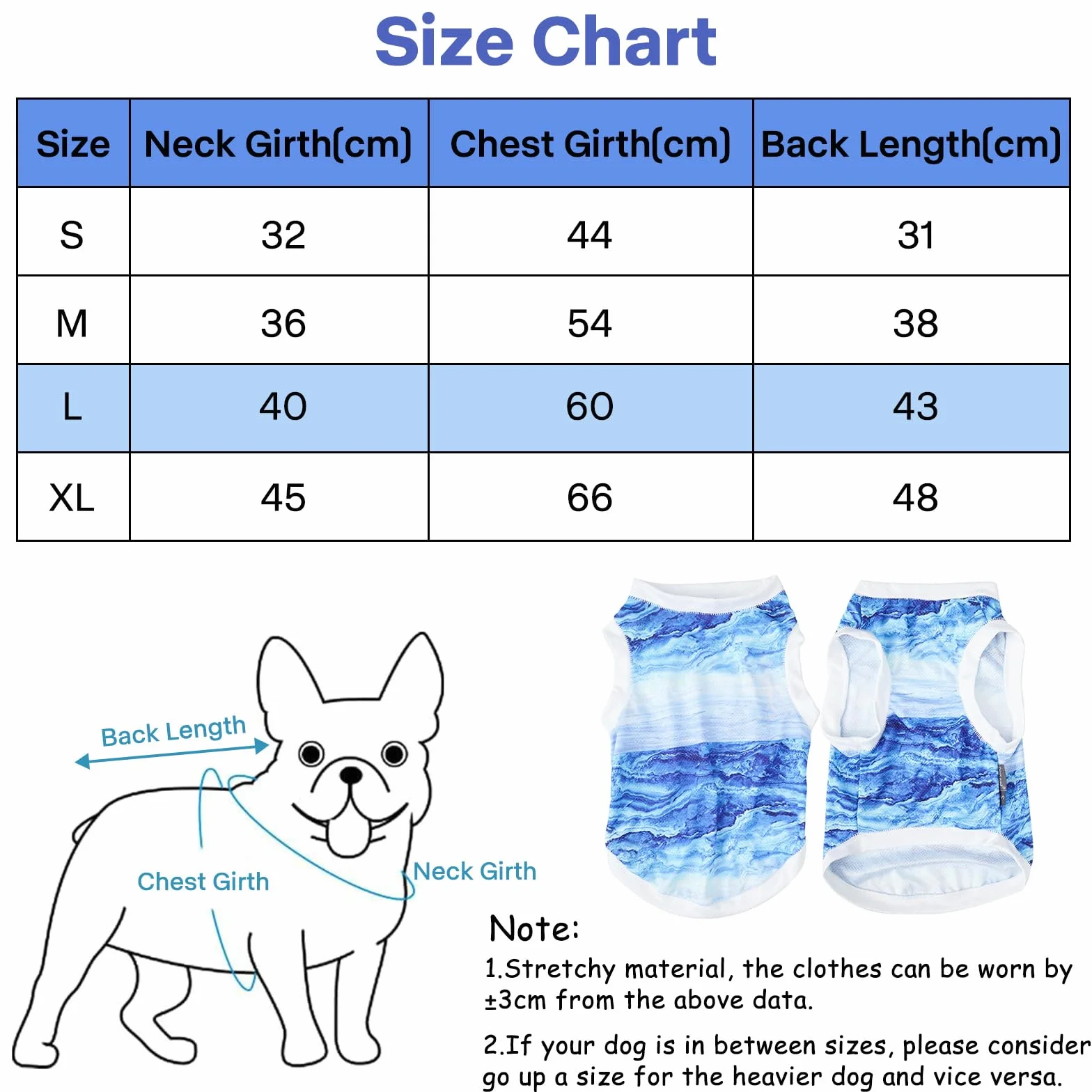 Gilet Rafraîchissant pour Chien, Veste de Refroidissement Respirante Bleu L