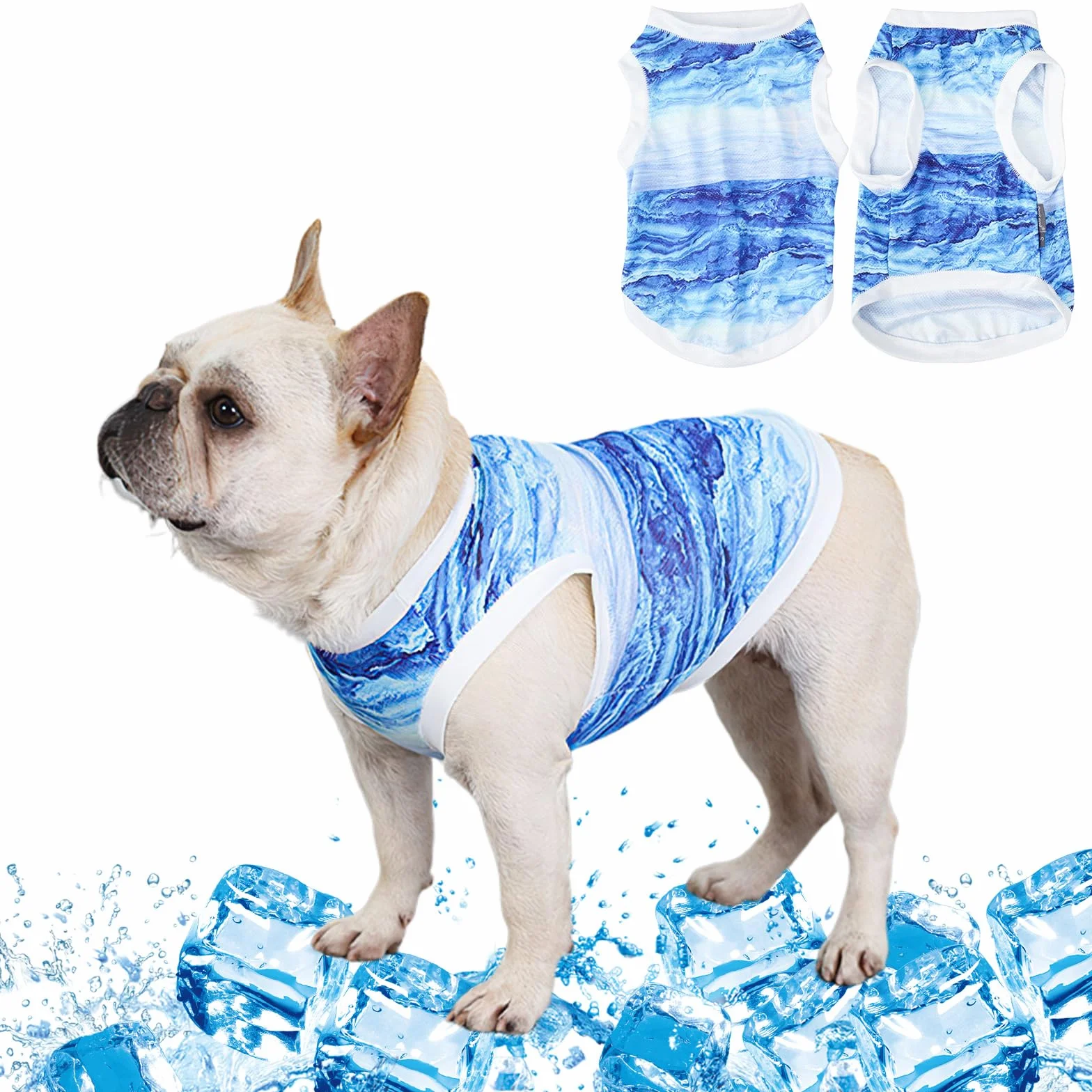Gilet Rafraîchissant pour Chien, Veste de Refroidissement Respirante Bleu L