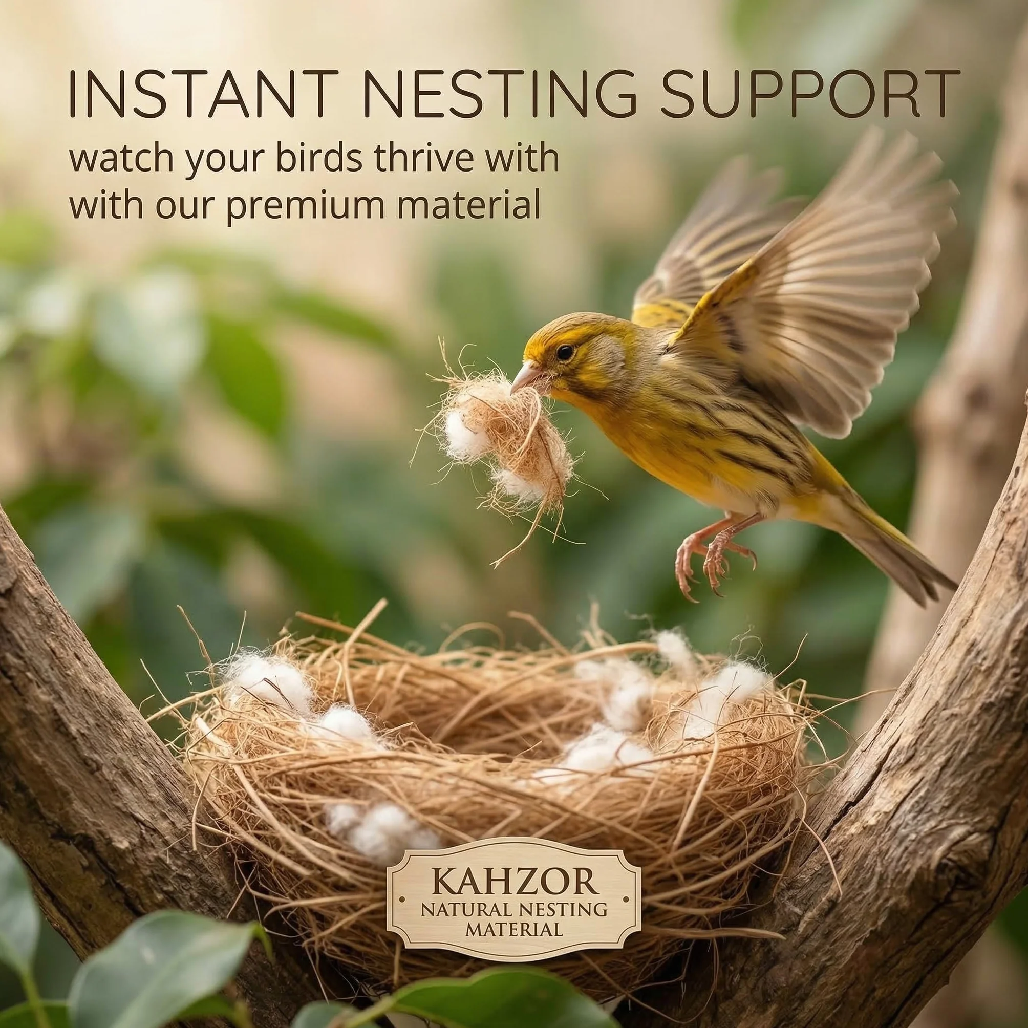 Matériau Naturel pour Nidification d'Oiseaux, Mélange Paille Jute Soie Coton, 40g