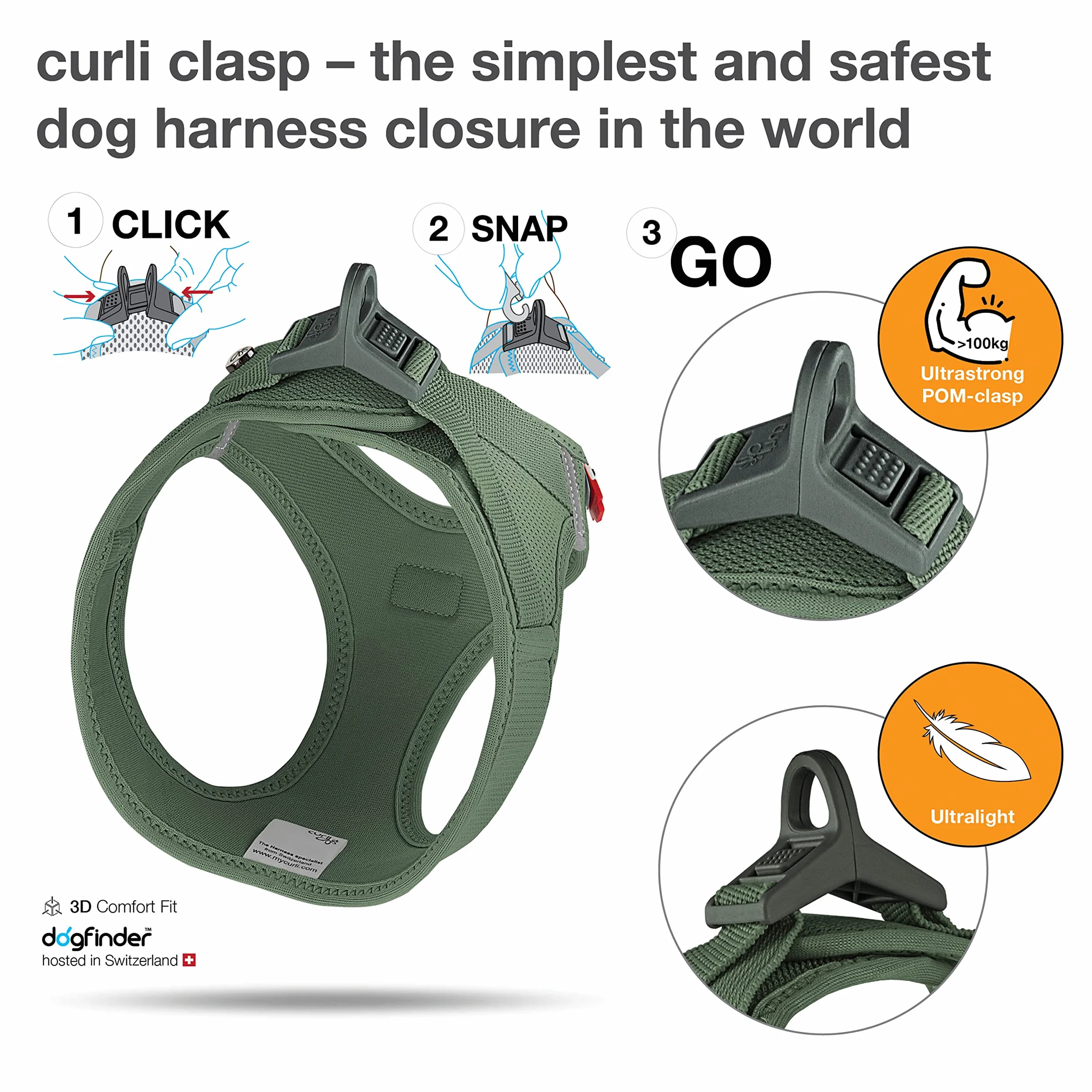 Curli Vest Harness Air-Mesh Moss M