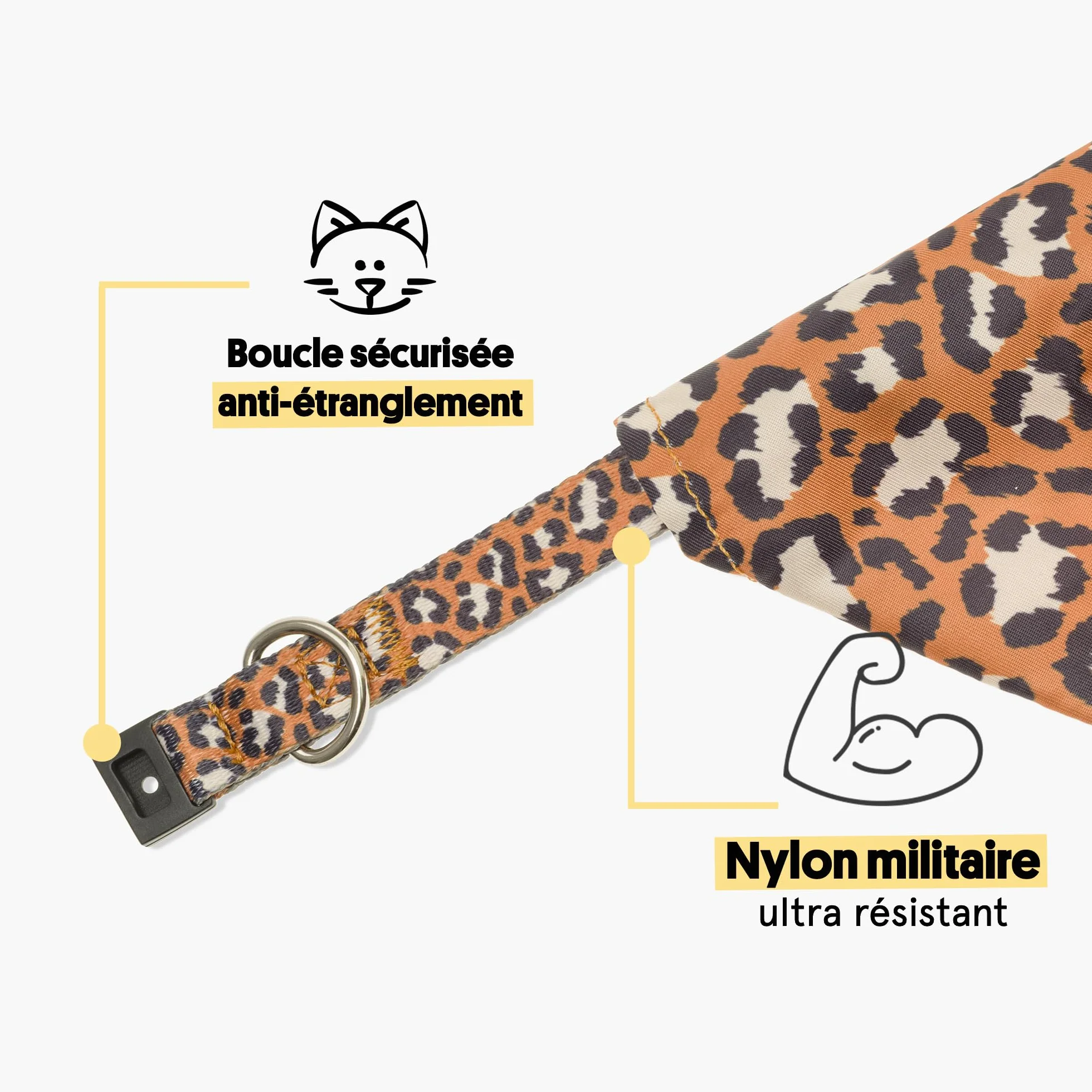 Bandana pour Chat Taille S Jungle Chic Tour de Cou 24-28cm Boucles Anti-étranglement en Plastique Foulard en Nylon résistant et Doux Lavable en Machine