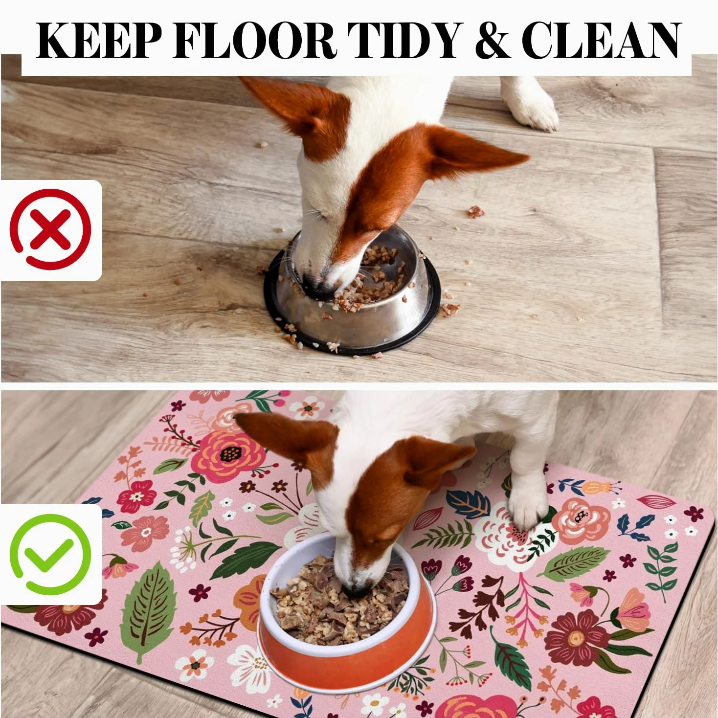 Tapis de nourriture pour chien pour sols, tapis absorbant pour gamelle pour chien pour distributeur de nourriture et d'eau, tapis de nourriture à séchage rapide pour chat