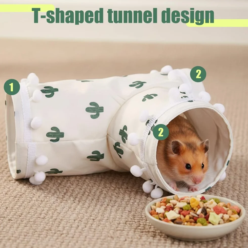 Tunnel a 3 Voies pour Cobayes,Lavable et Pliable,idéal comme Cachette pour Lapins d'Inde,Chinchillas,Hamsters,Lapins,Furets,Rats et Autres Petits Animaux