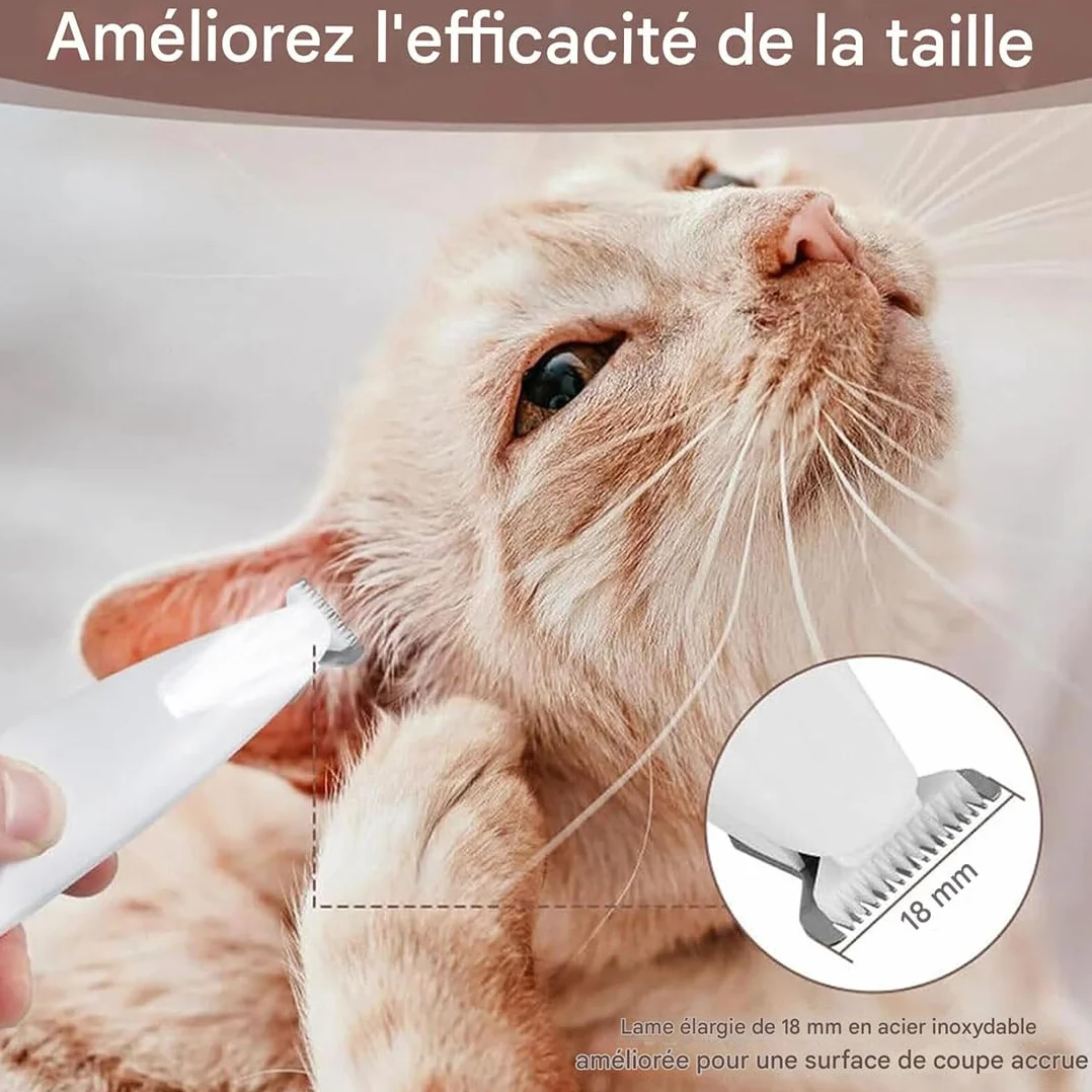 Tondeuse de Toilettage GrosMatou Silencieuse Rechargeable USB LED Étanche Compacte