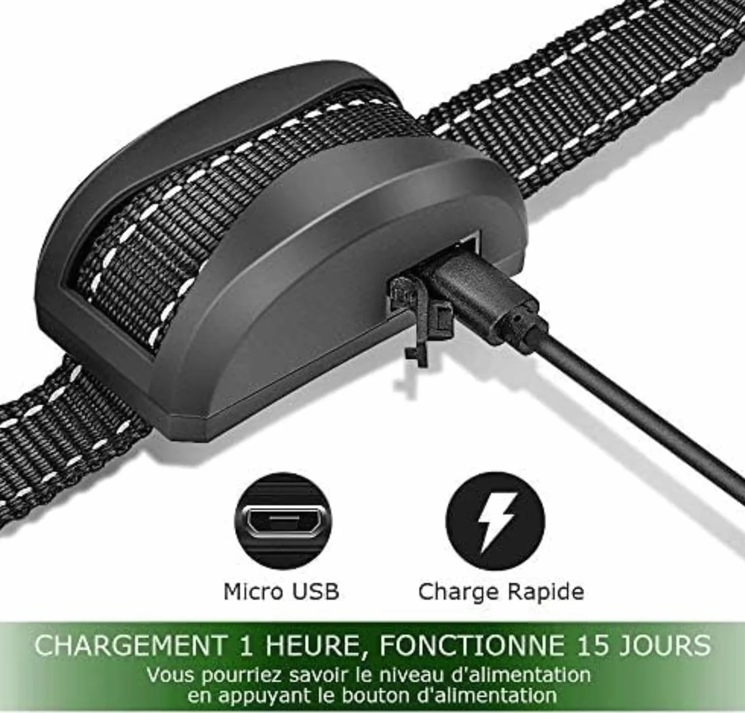 Collier Anti-aboiement Chien 3 Modes Choc Électrique Vibration Sensibilité Batterie Rechargeable Sangle Réfléchissant Réglable