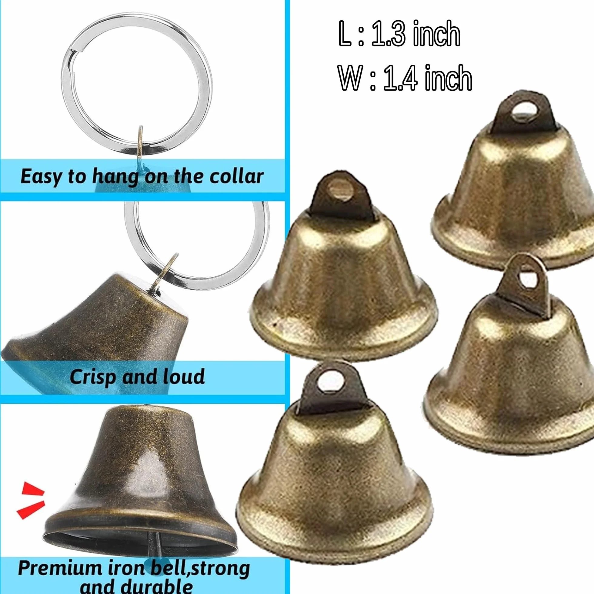 Lot de 10 colliers de chèvre réglables en nylon avec cloche