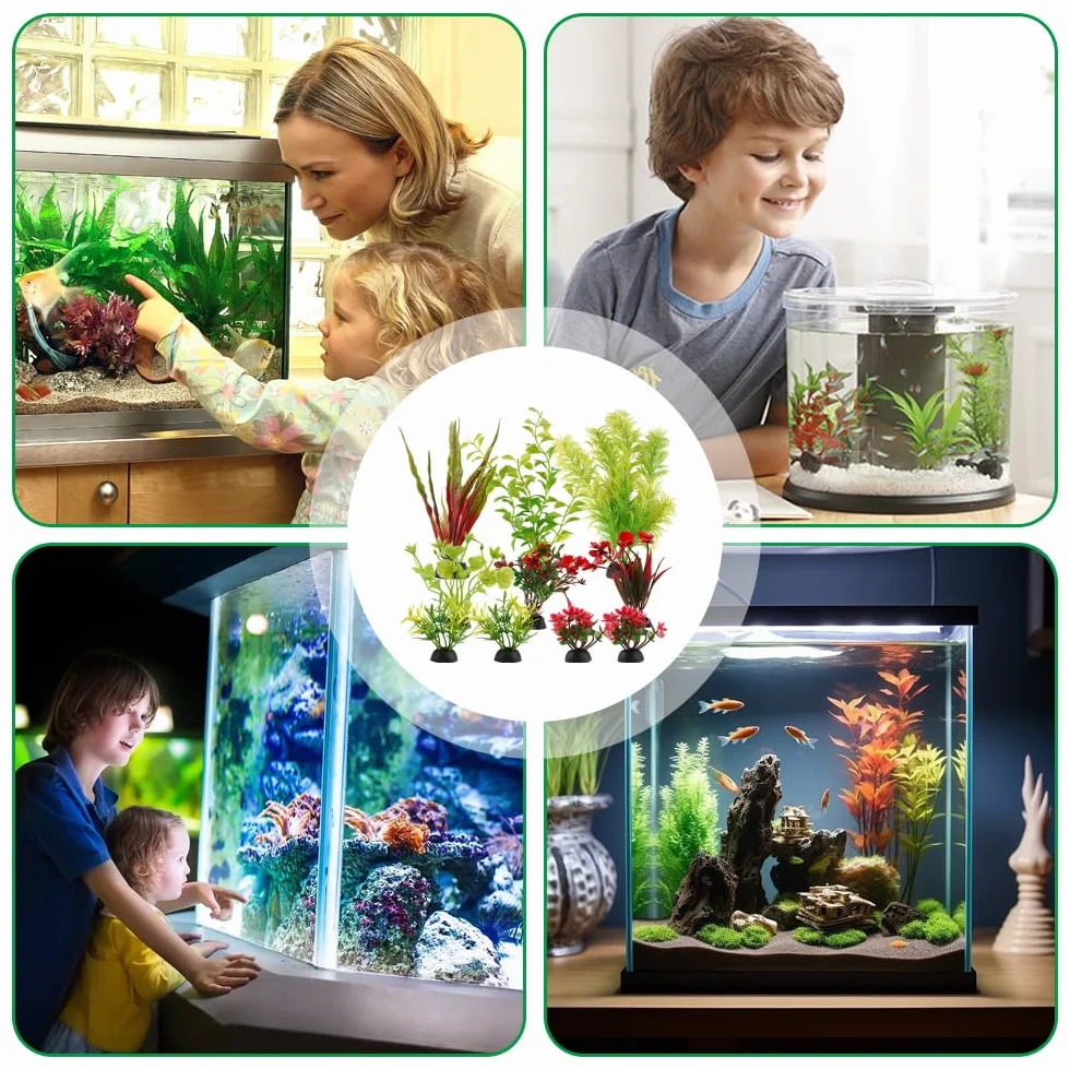 Zyren 11 Pièces Plantes Artificielles pour Aquarium Décoration Cachette Poissons