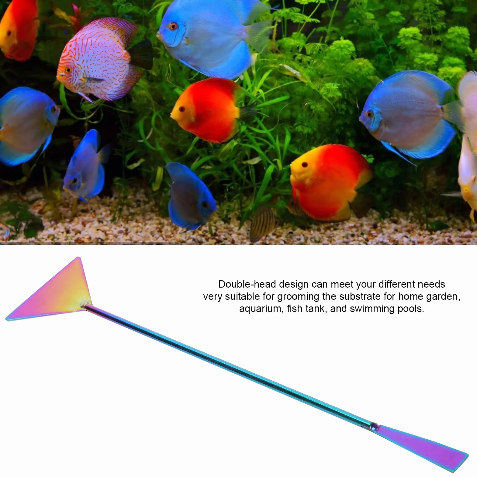 Spatule à Sable Longue 32 cm pour Aquarium, Outil de Nivellement du Substrat