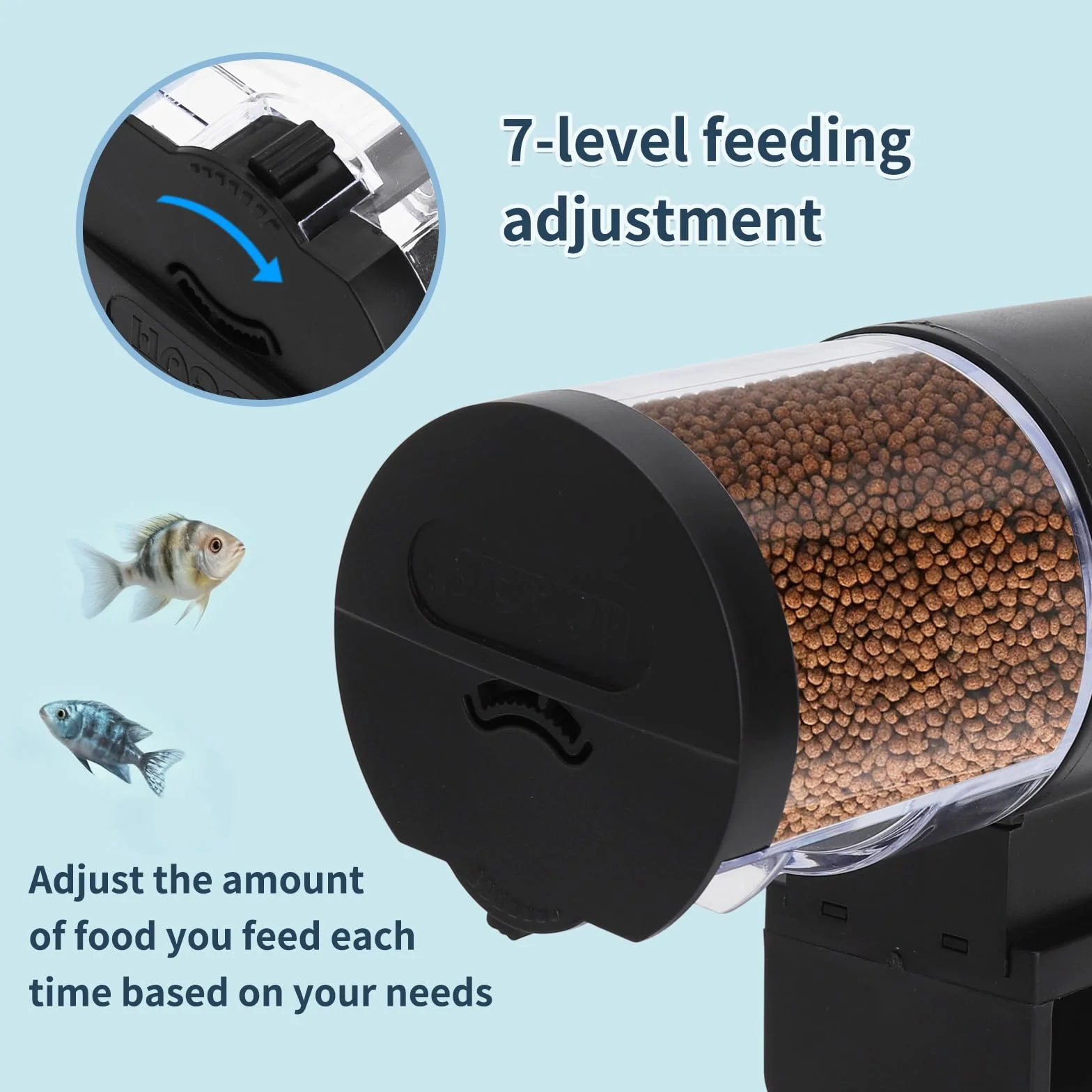 Distributeur Automatique Nourriture Poissons Aquarium 100ml 7 Niveaux Minuterie 12/24h Ultra Silencieux
