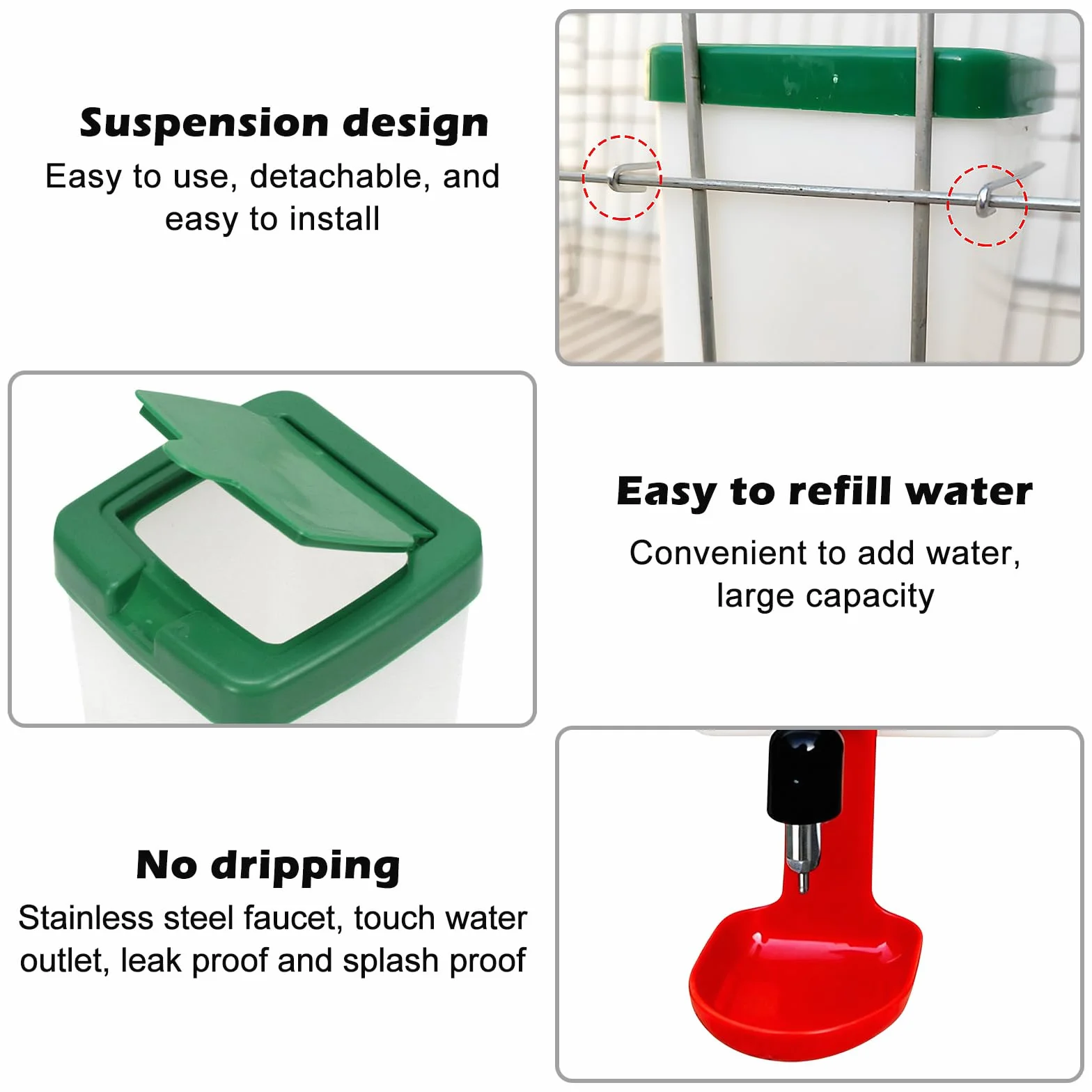 Lot de 3 abreuvoirs pour lapins 1000 ml distributeur d'eau automatique suspendu sans goutte pour rongeurs