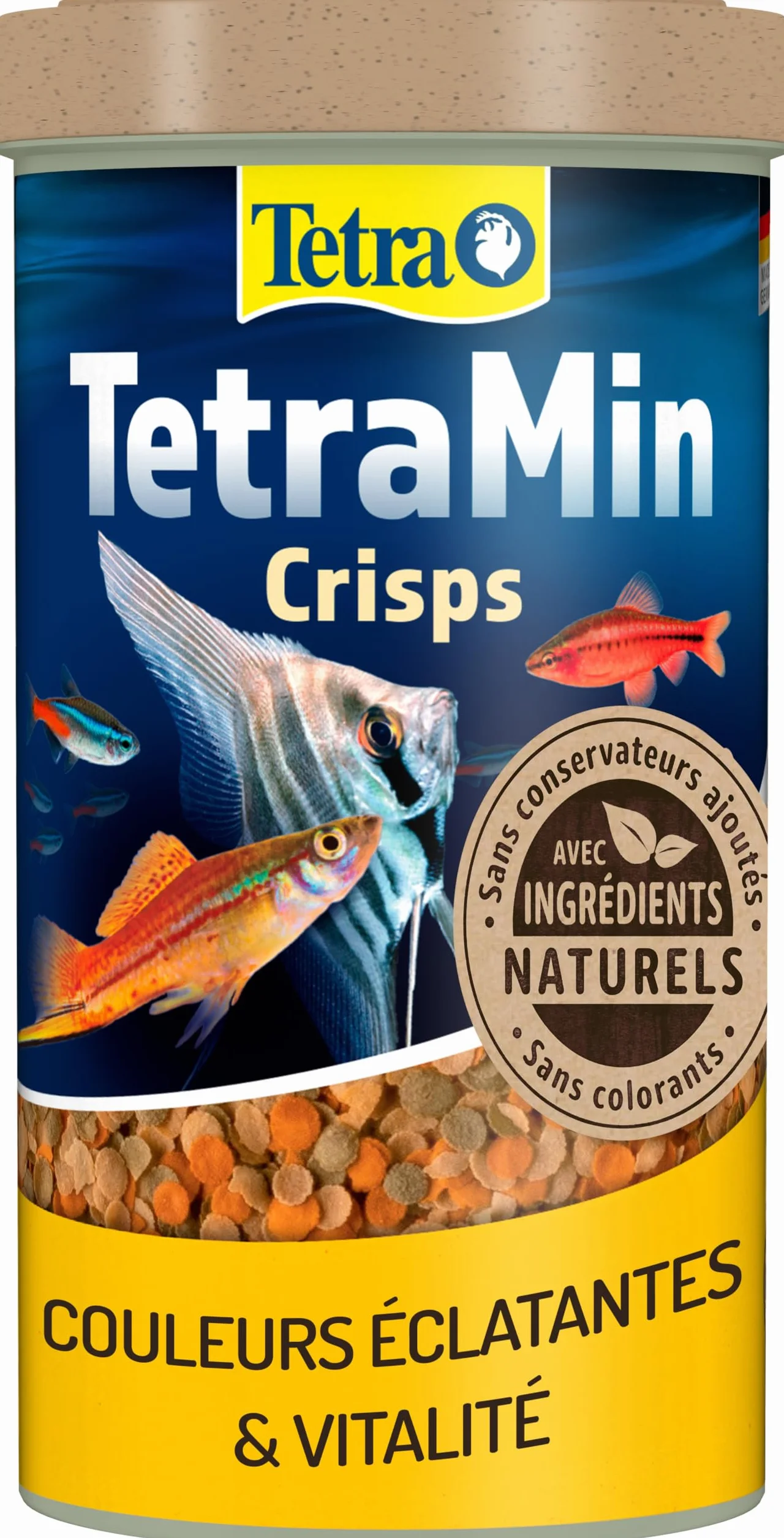 TetraMin Crisps Nutri Evolution Aliment Complet Crisps Poissons Tropicaux Ingrédients Naturels Sans conservateurs Sans colorants Boîte PET recyclé 250 ml