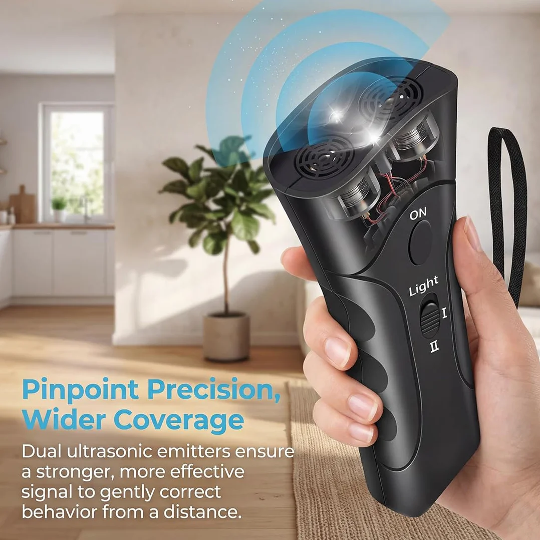 Petgentle Dog Trainer, Ultrasonic Anti Barking Device, Portable Bark Deterrent with LED & 3 Modes, Safe Silencer All Breeds