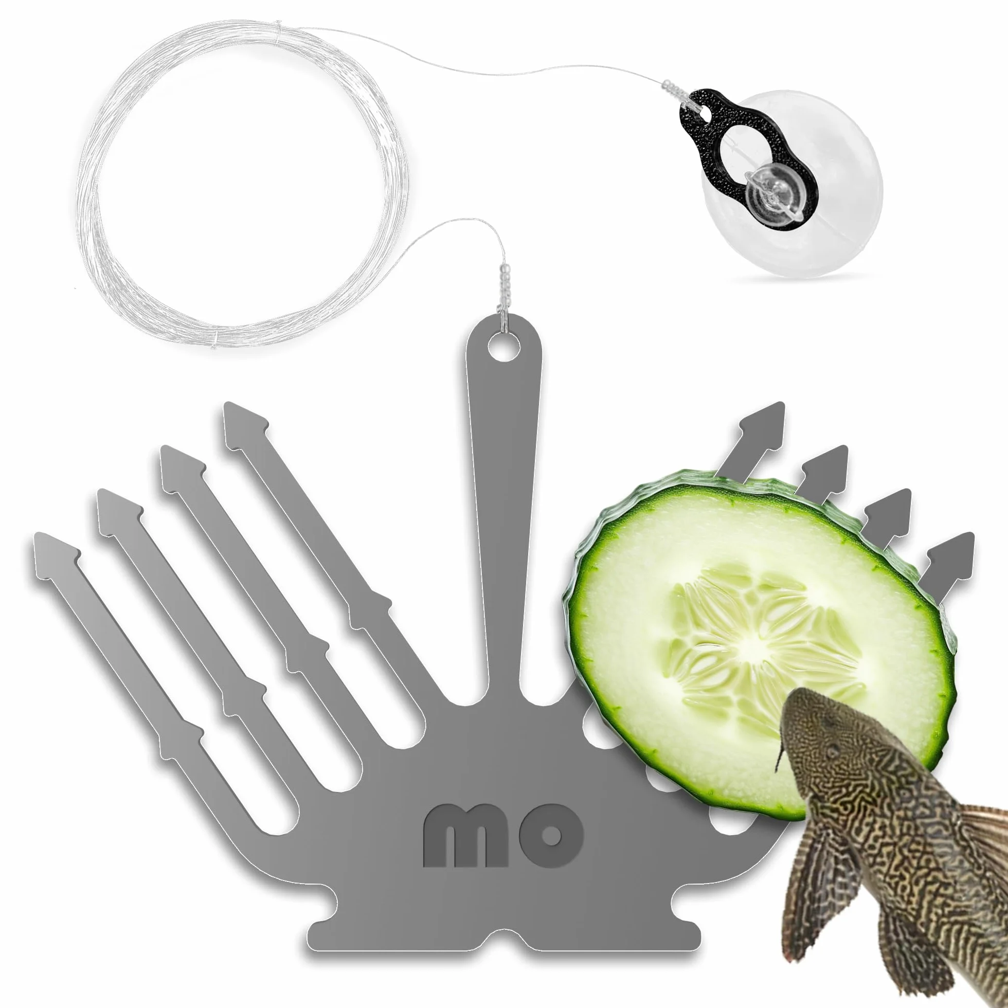 Support Concombre Aquarium INOX – Porte Légumes pour Pleco & Poissons de Fond – Ventouse Stable
