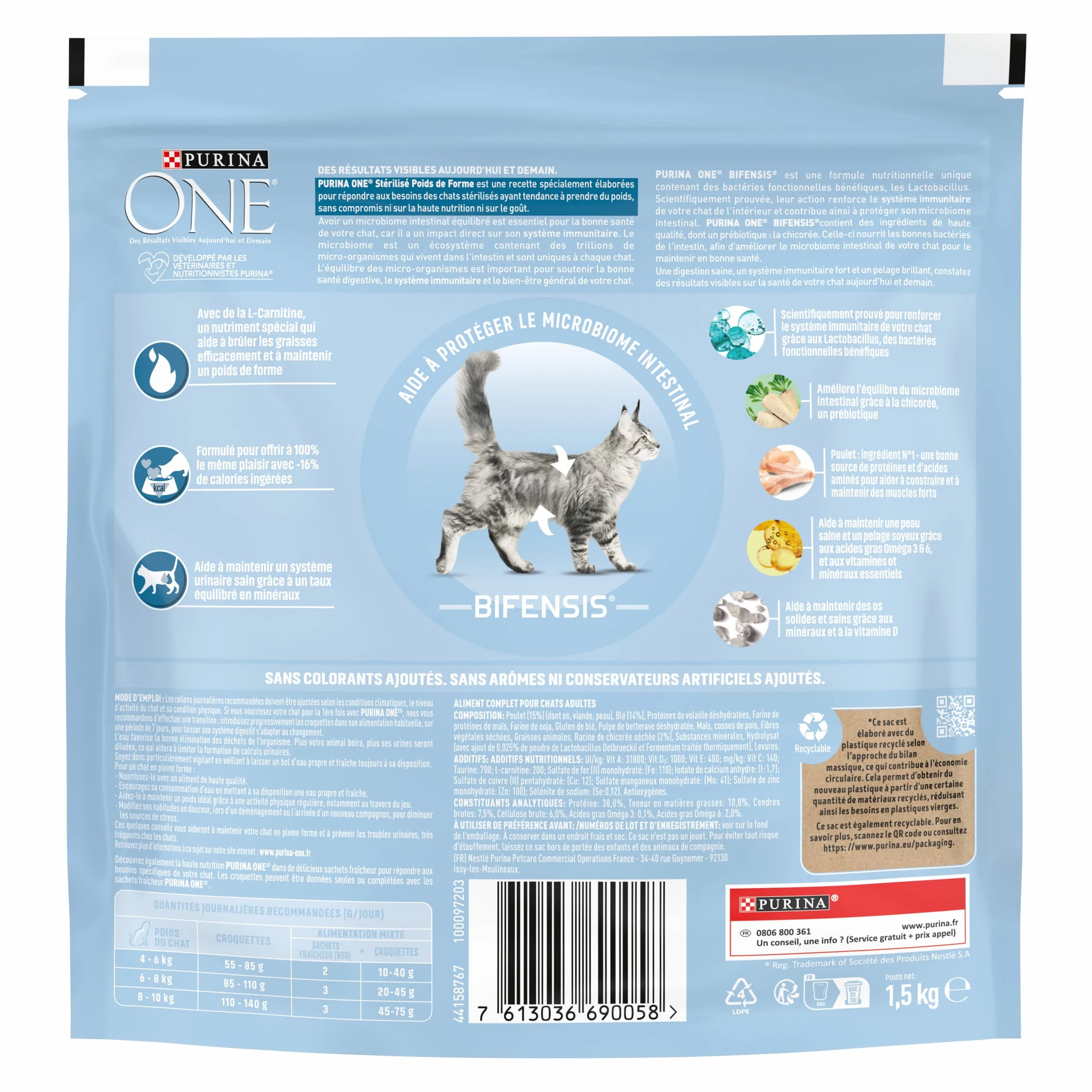 PURINA ONE BIFENSIS Poids DE Forme Croquettes Chat Adulte Stérilisé Poulet 1,5 Kg