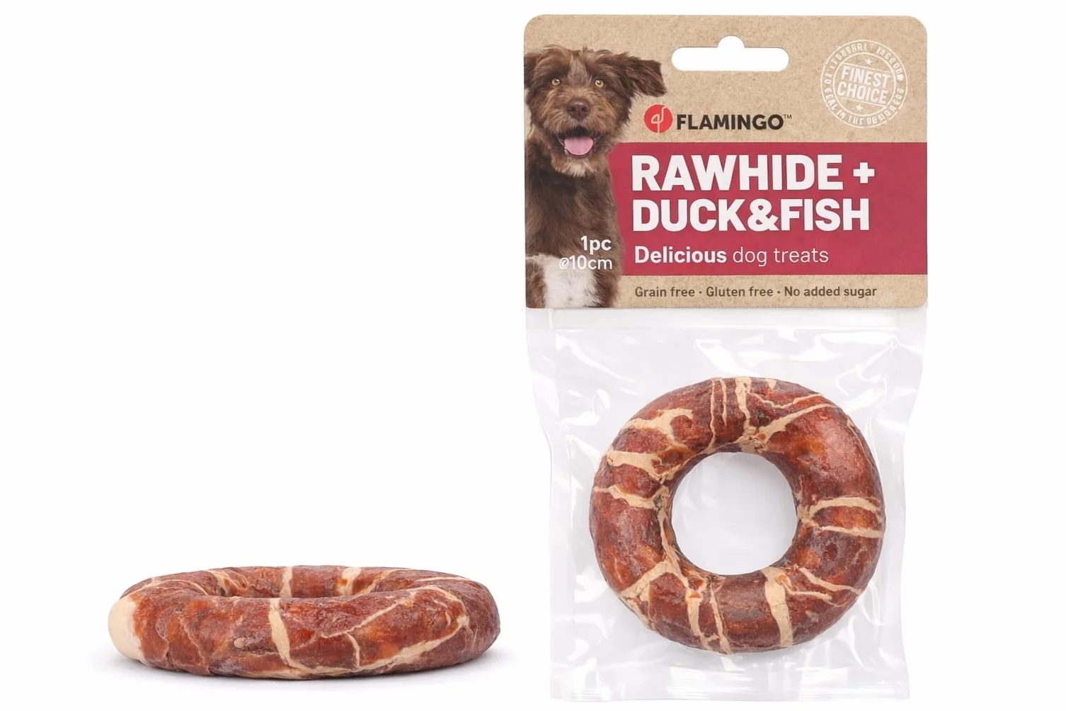 friandises pour Chien - R'Hide Anneau au Canard & cabillaud 90 g - Ø 10 cm - sans Gluten - sans céréales - sans sucres ajoutés