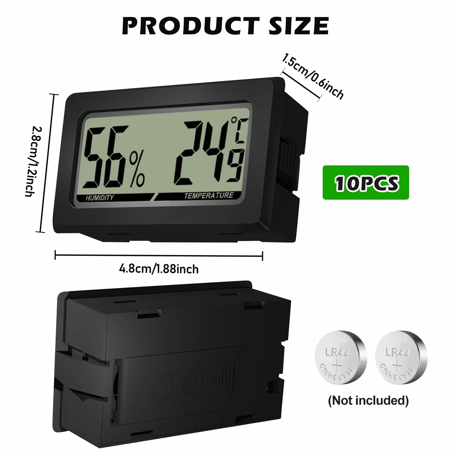 Lot De 10Thermomètre Hygromètre Digital LCD Mini thermomètre hygromètre hygromètre thermomètre thermomètre reptiles numérique intérieur pour bureau, cuisine, incubateur de jardin