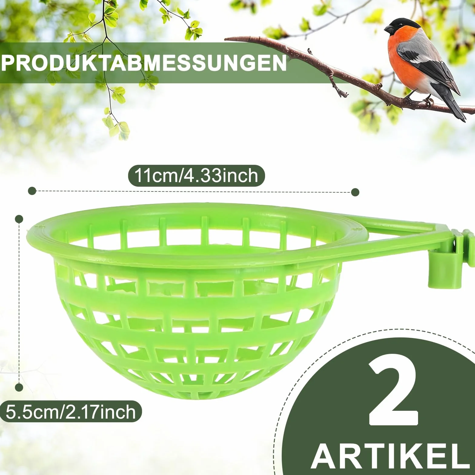 LATRAT Cage à Suspendre en Plastique pour Canaris Perroquet Pigeon Lot de 2
