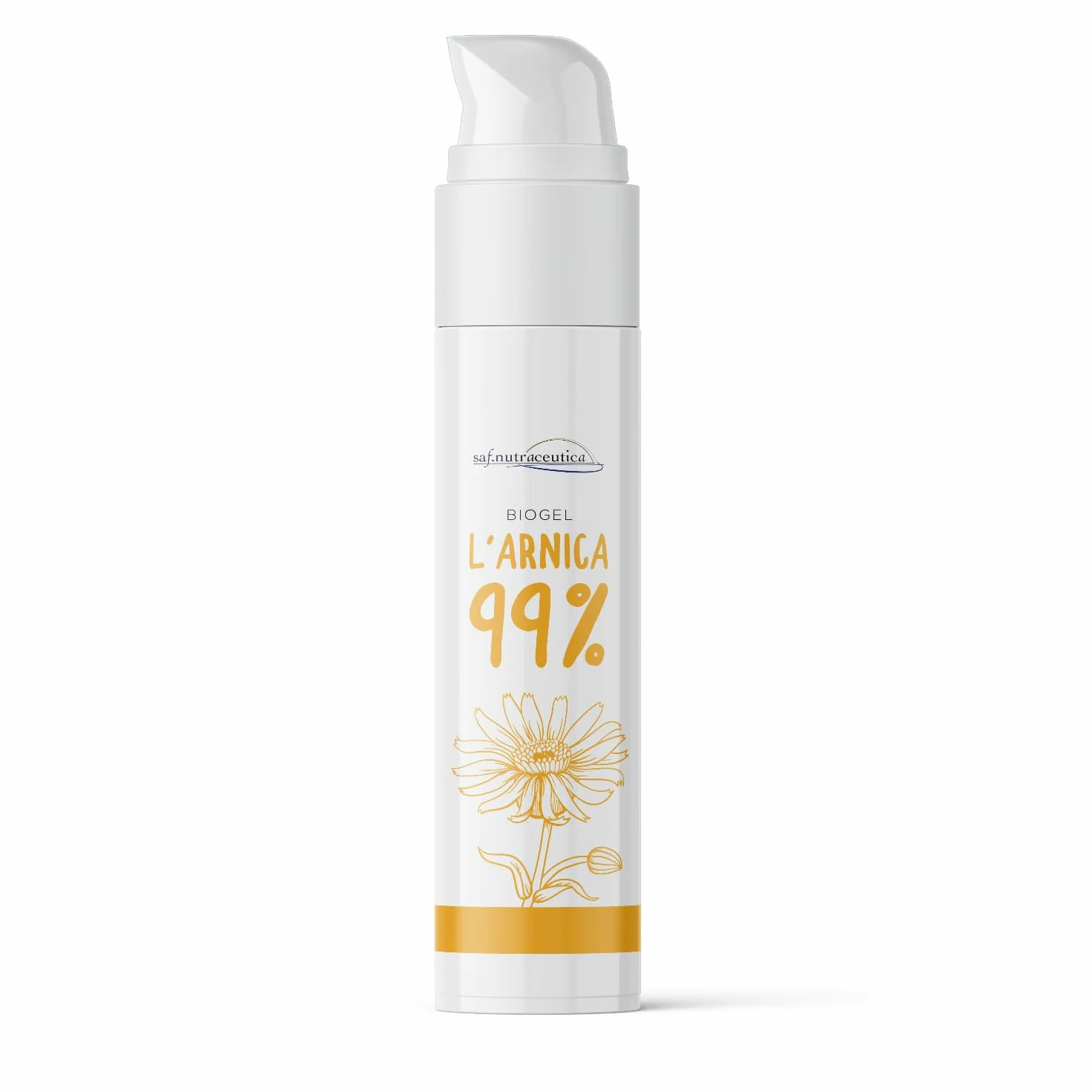 Saf.Nutraceutica - Arnica 99% pour Chevaux Usage Humain Biogel Extra Fort, à Action Rapide, 99% Naturel, Super Concentré avec Trois Extraits d'Arnica Montana, Testé Dermatologiquement, 100 ml
