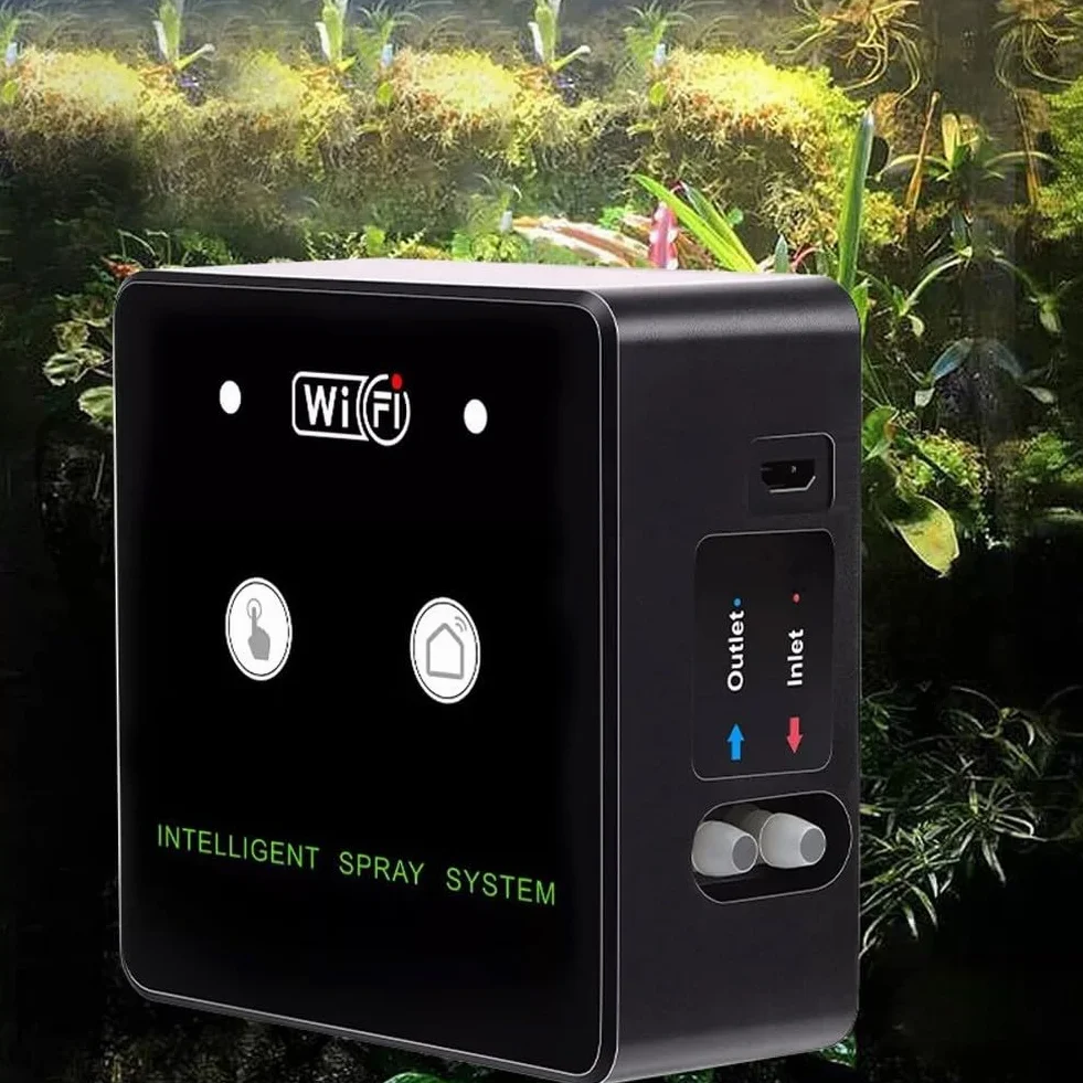 Système de brumisation WiFi pour terrarium avec buses rotatives à 360°, minuterie programmable et télécommande – Brumisateur automatique pour reptile pour contrôle de l'humidité (4 buses)