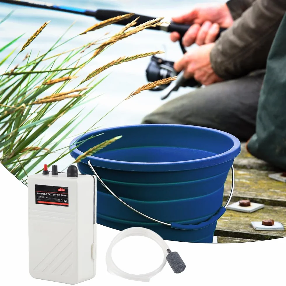 Pompe à Air d'Aquarium Silencieuse Portable avec Piles, Pierre et Tube pour Pêche en Plein Air