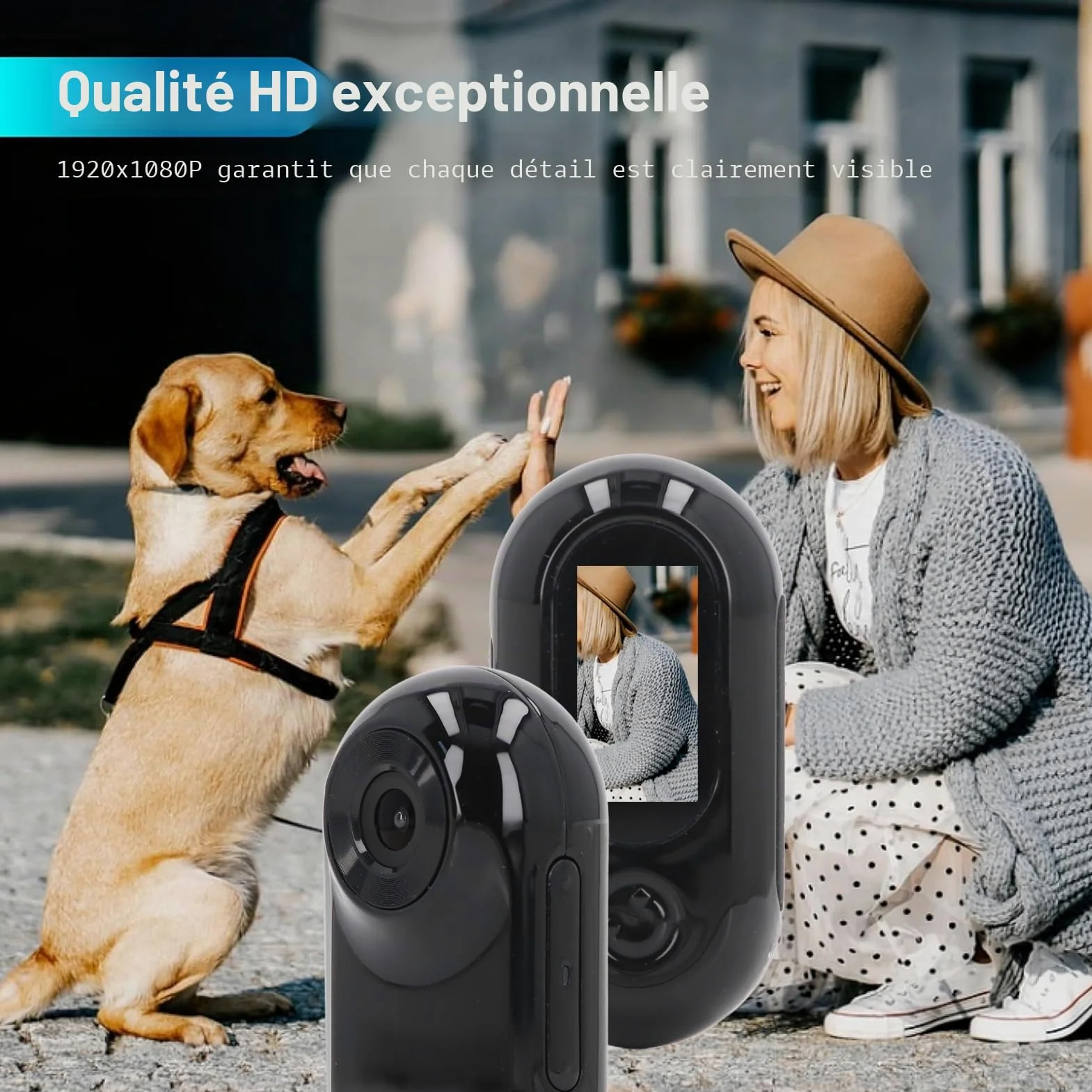 Collier de Caméra pour Chat, Pas de WiFi Nécessaire, Caméra d'action Sportive 30 IPS avec Enregistrements Vidéo, Mini Caméra Corporelle pour Chats, Chiens, Animaux de Compagnie