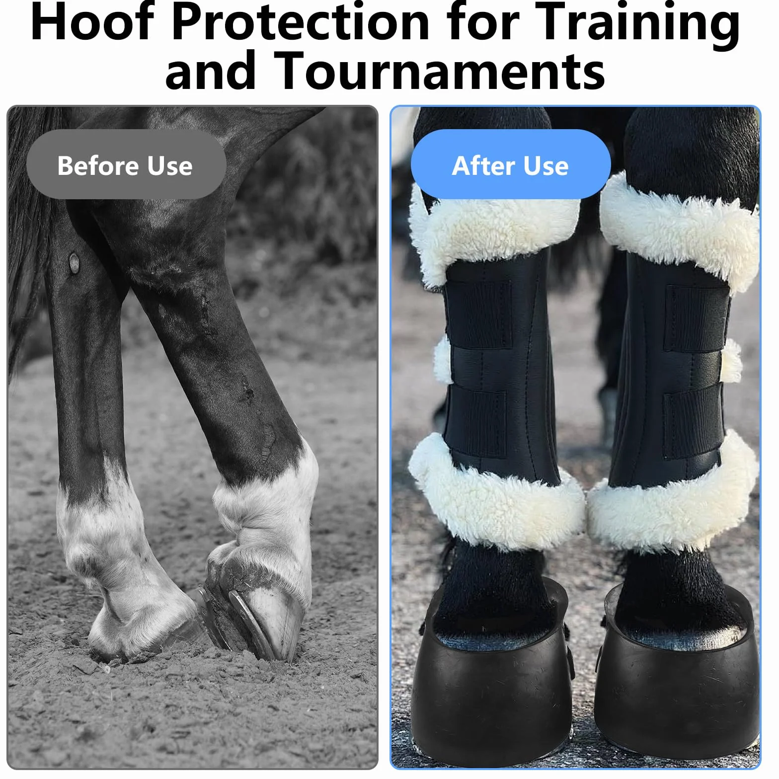 Bottes de Sabots de Chevaux, Protection Antidérapante pour Sabot Blessés, Caoutchouc (M)