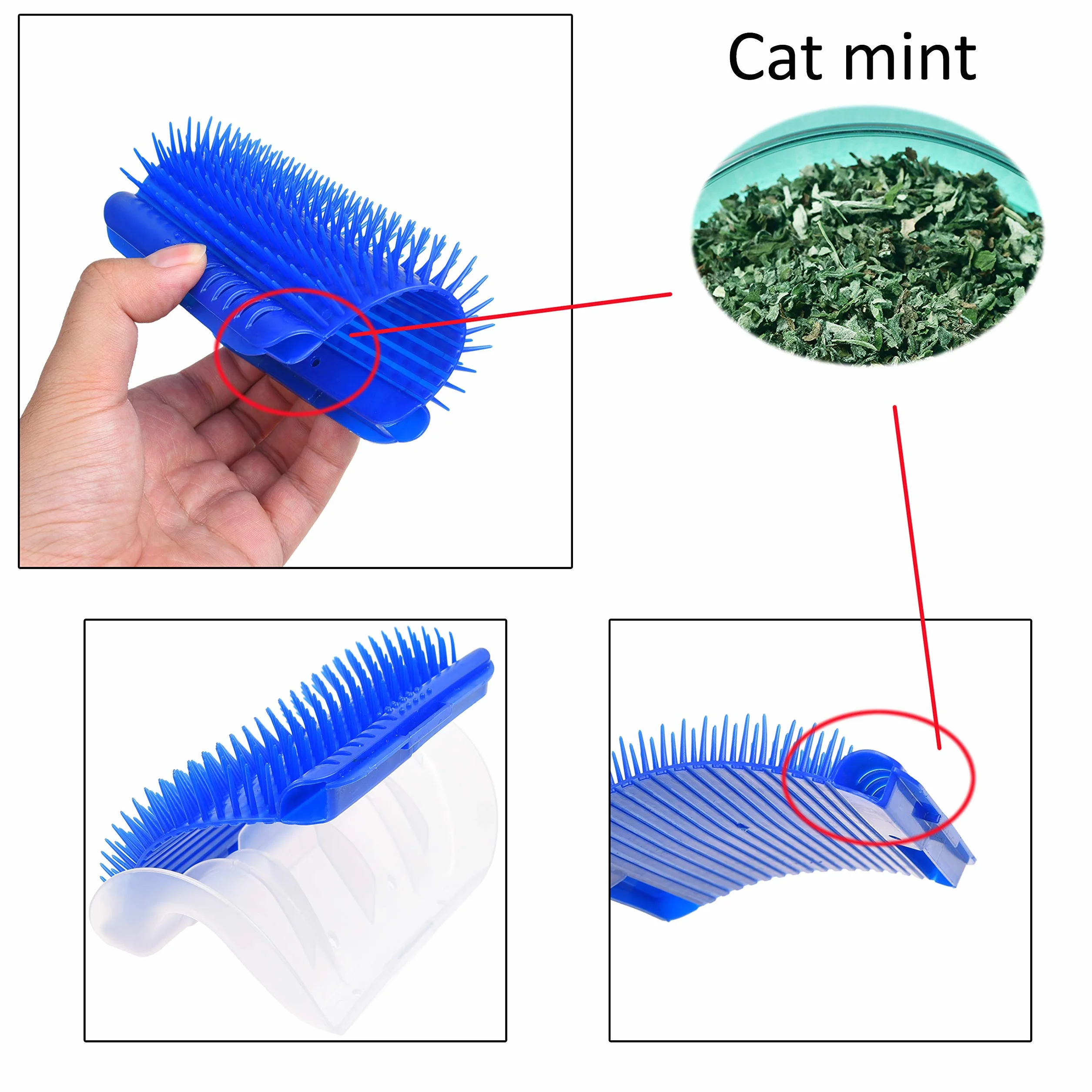 Eco-Fused Kit de brosse pour chats Auto-toiletteur Brosse Lissante Bleue Gant de toilettage