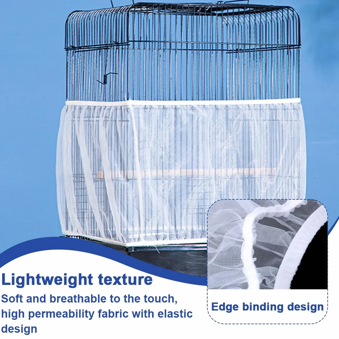 Housse de Protection en Maille pour Cage à Oiseaux, Ajustable Antipoussière, Blanc 150-180cm
